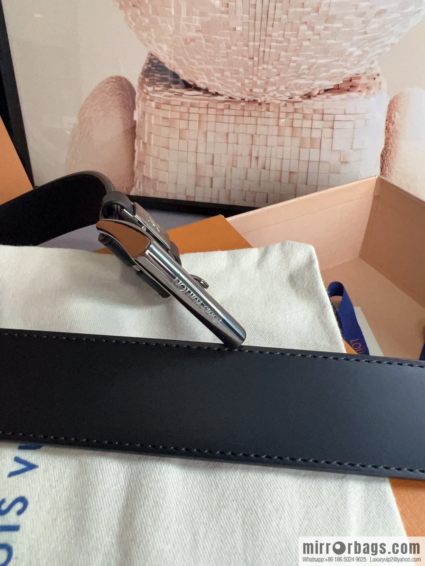 LV/Louis Vuitton, Metal Buckle Men's 35mm Vendome Belt