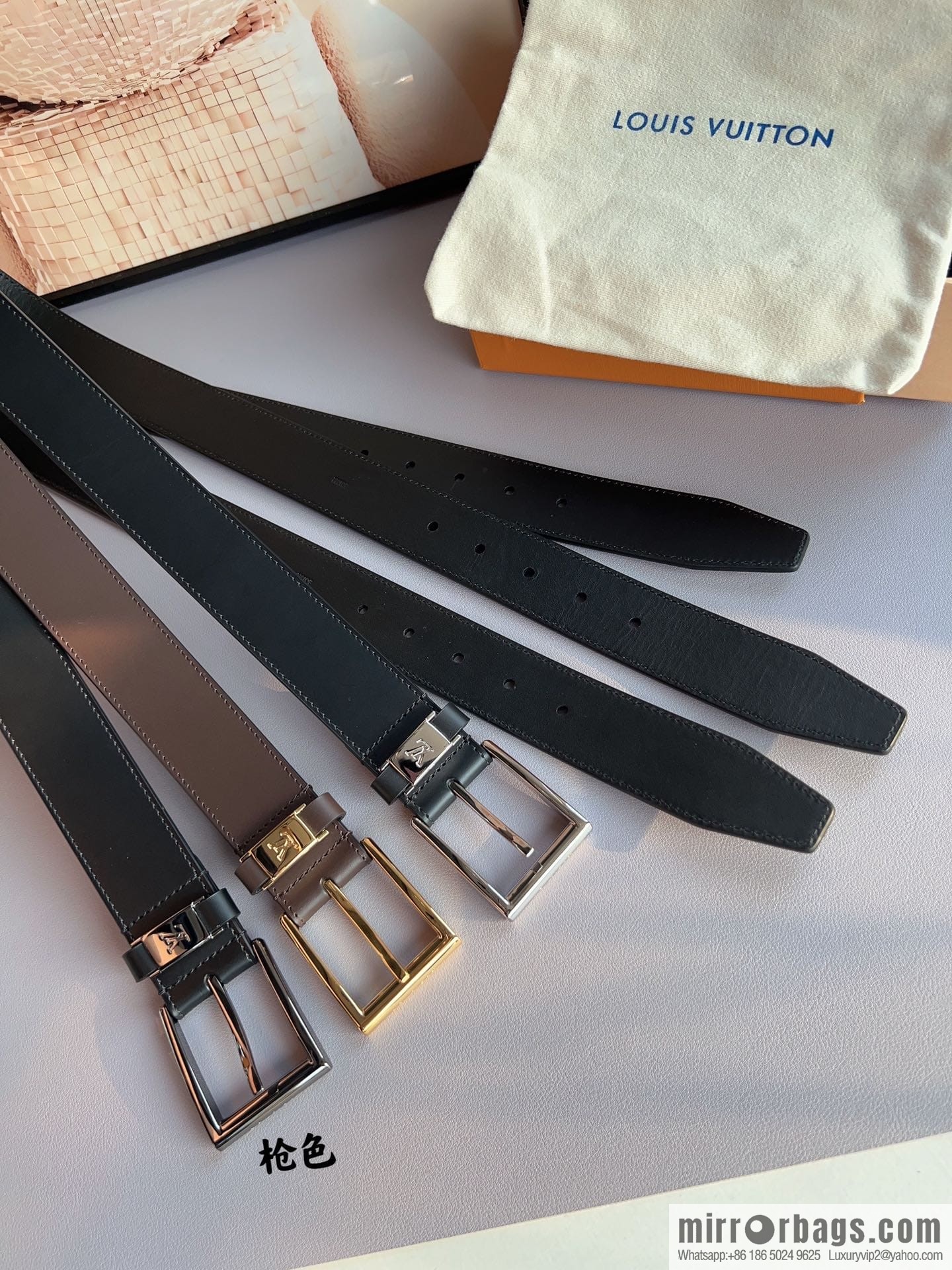 LV/Louis Vuitton, Metal Buckle Men's 35mm Vendome Belt
