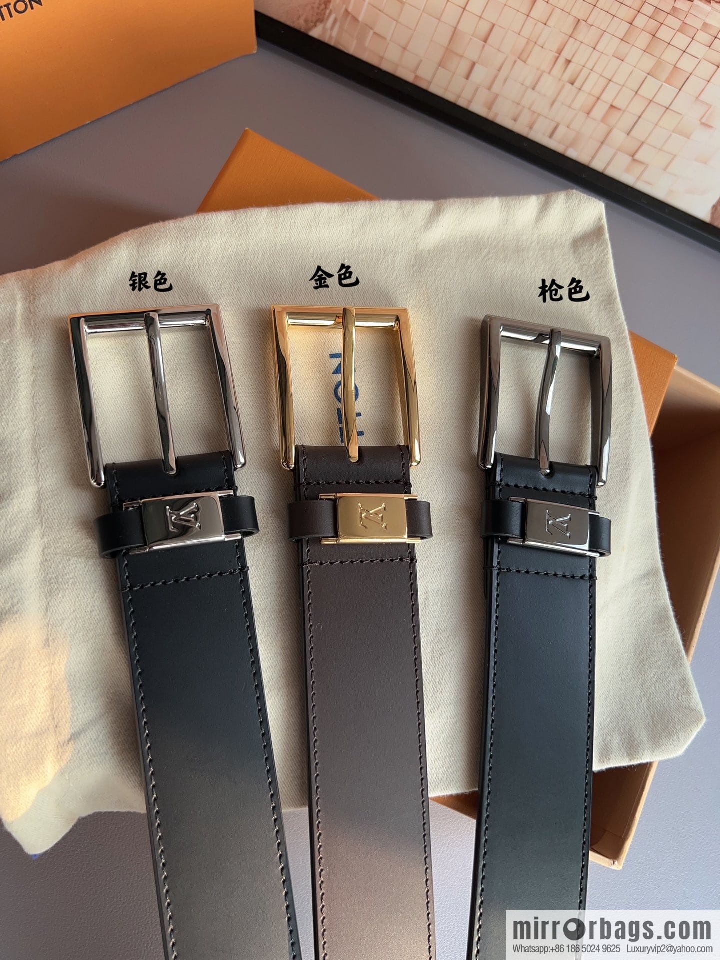 LV/Louis Vuitton, Metal Buckle Men's 35mm Vendome Belt
