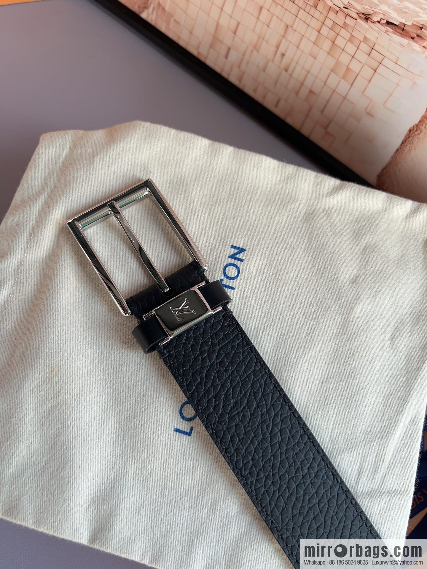 LV/Louis Vuitton, Metal Buckle Men's 35mm Vendome Belt