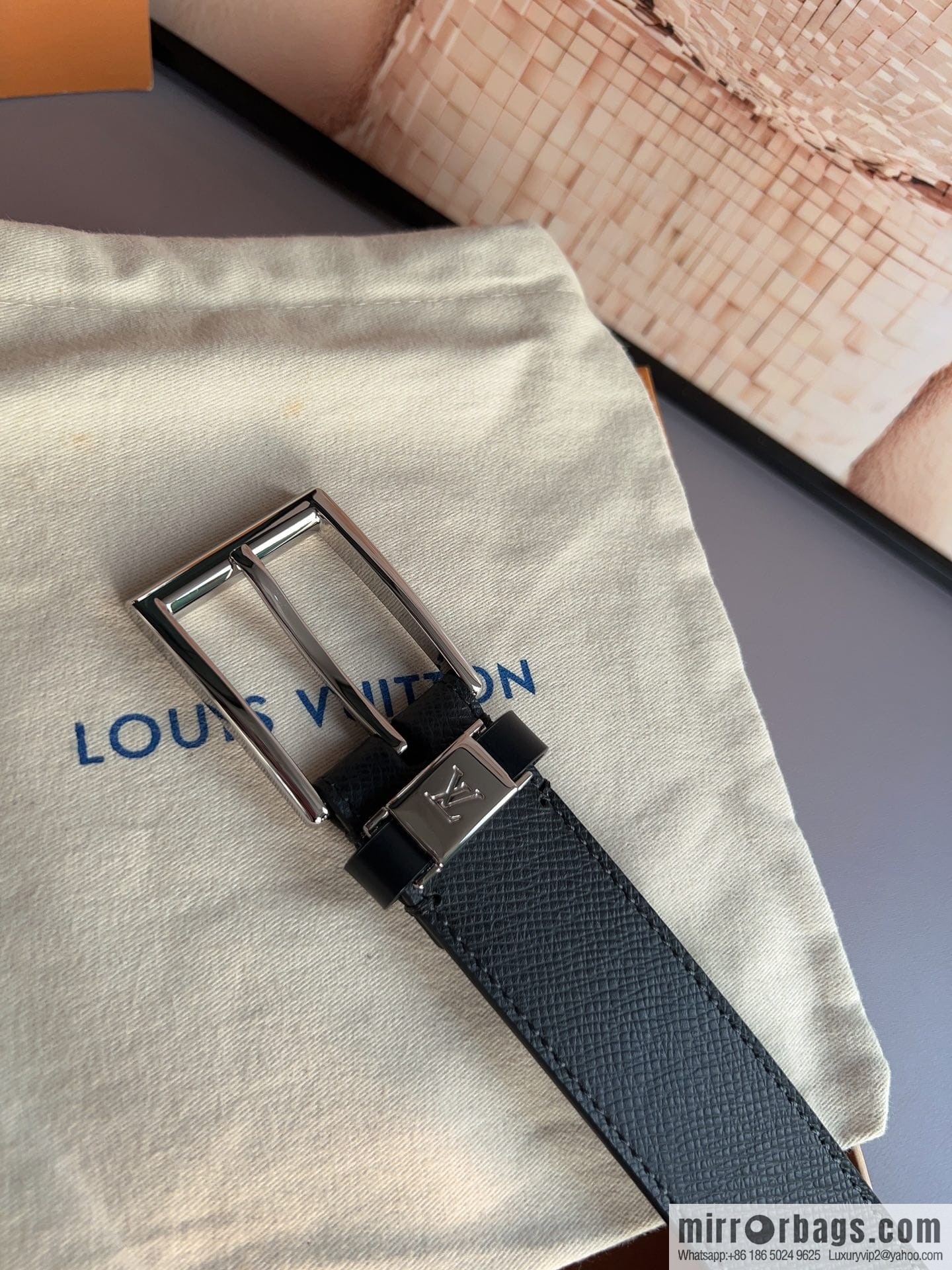 LV/Louis Vuitton, Metal Buckle Men's 35mm Vendome Belt