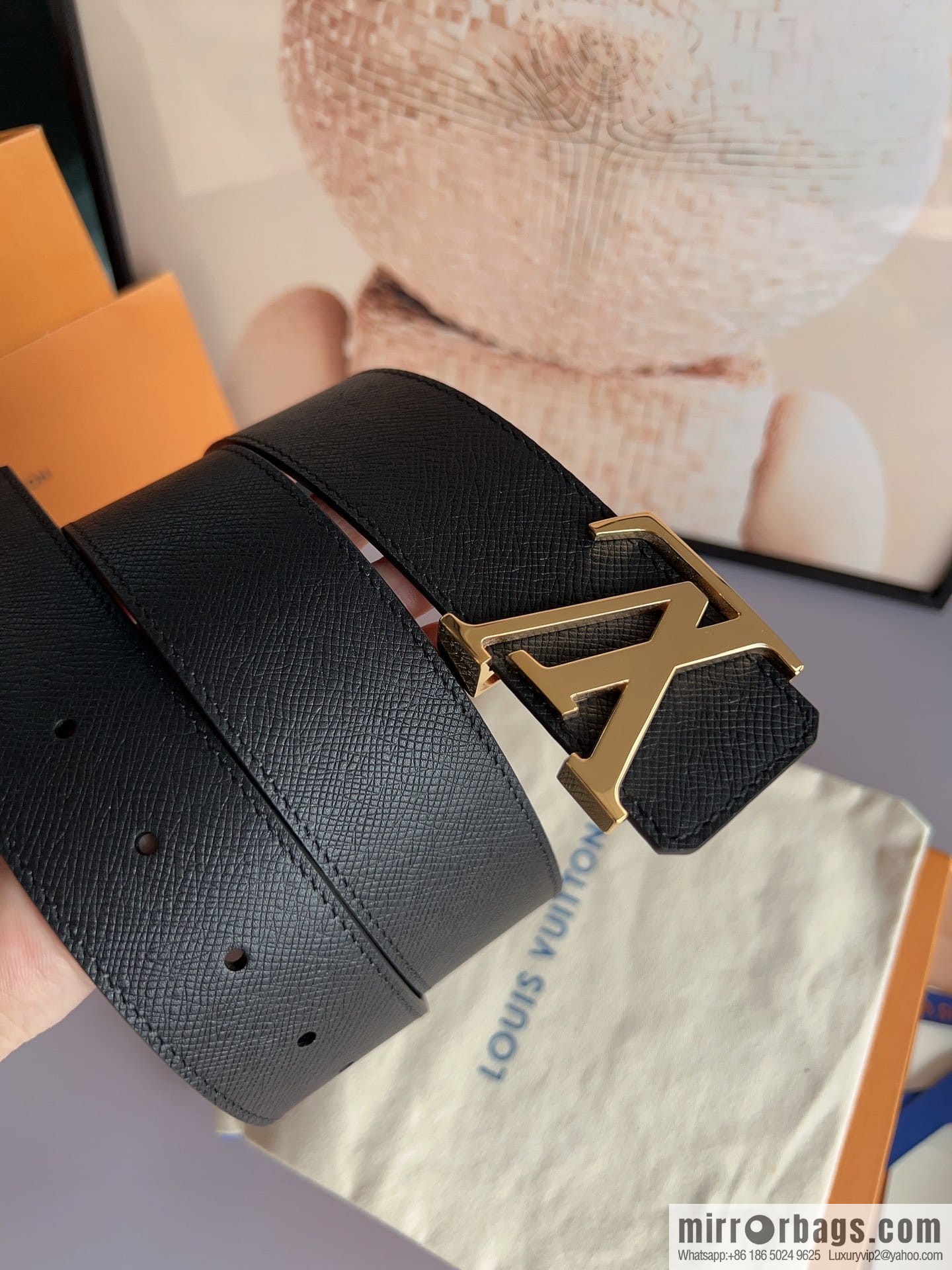LV/Louis Vuitton, Italy imported high-quality leather hardware men's 4.0cm belt