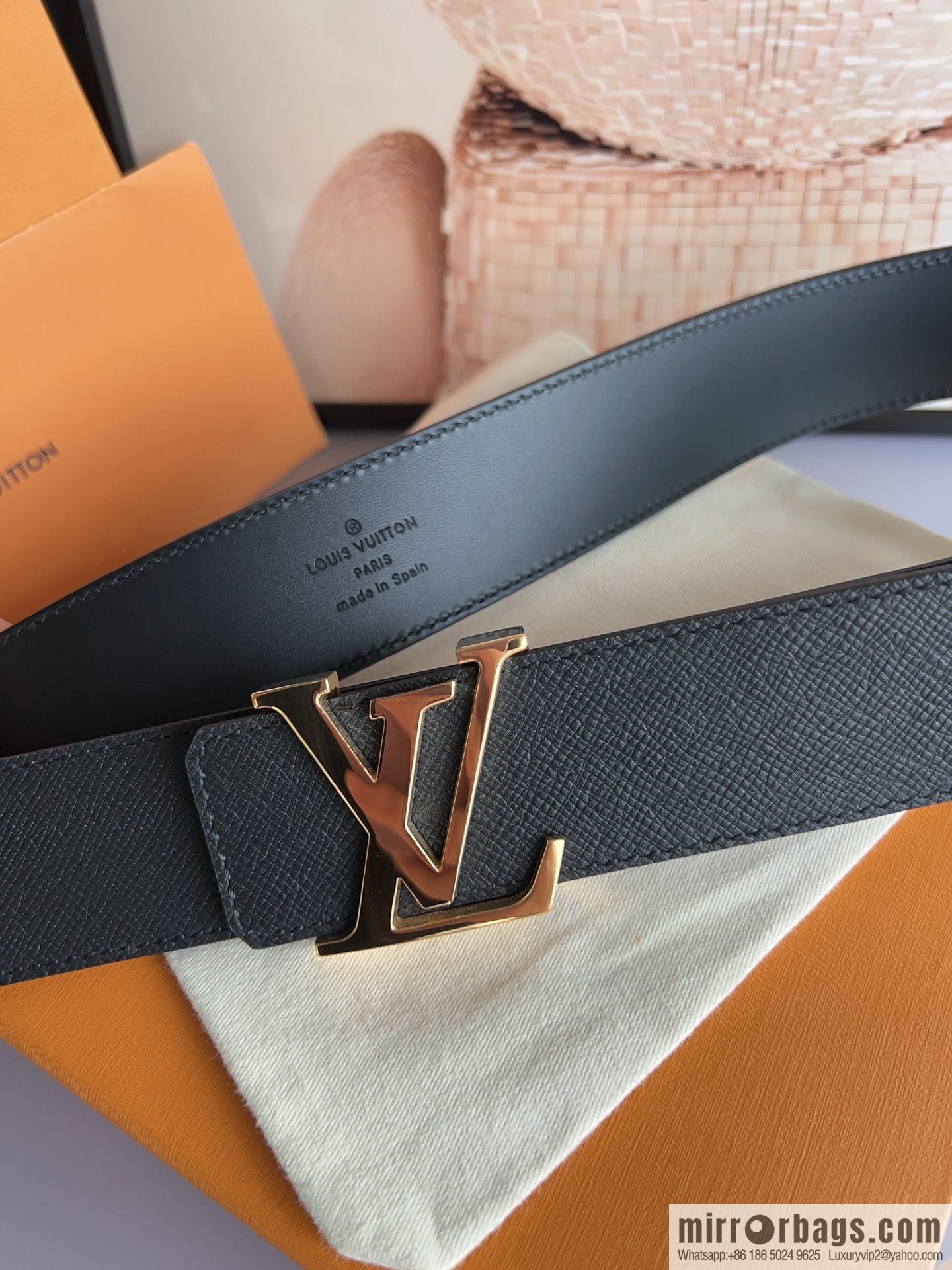 LV/Louis Vuitton, Italy imported high-quality leather hardware men's 4.0cm belt