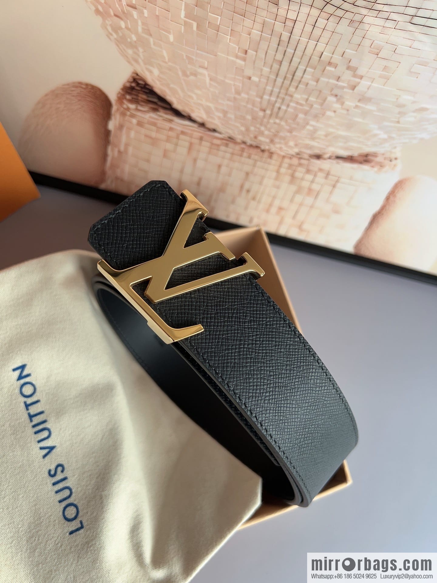 LV/Louis Vuitton, Italy imported high-quality leather hardware men's 4.0cm belt