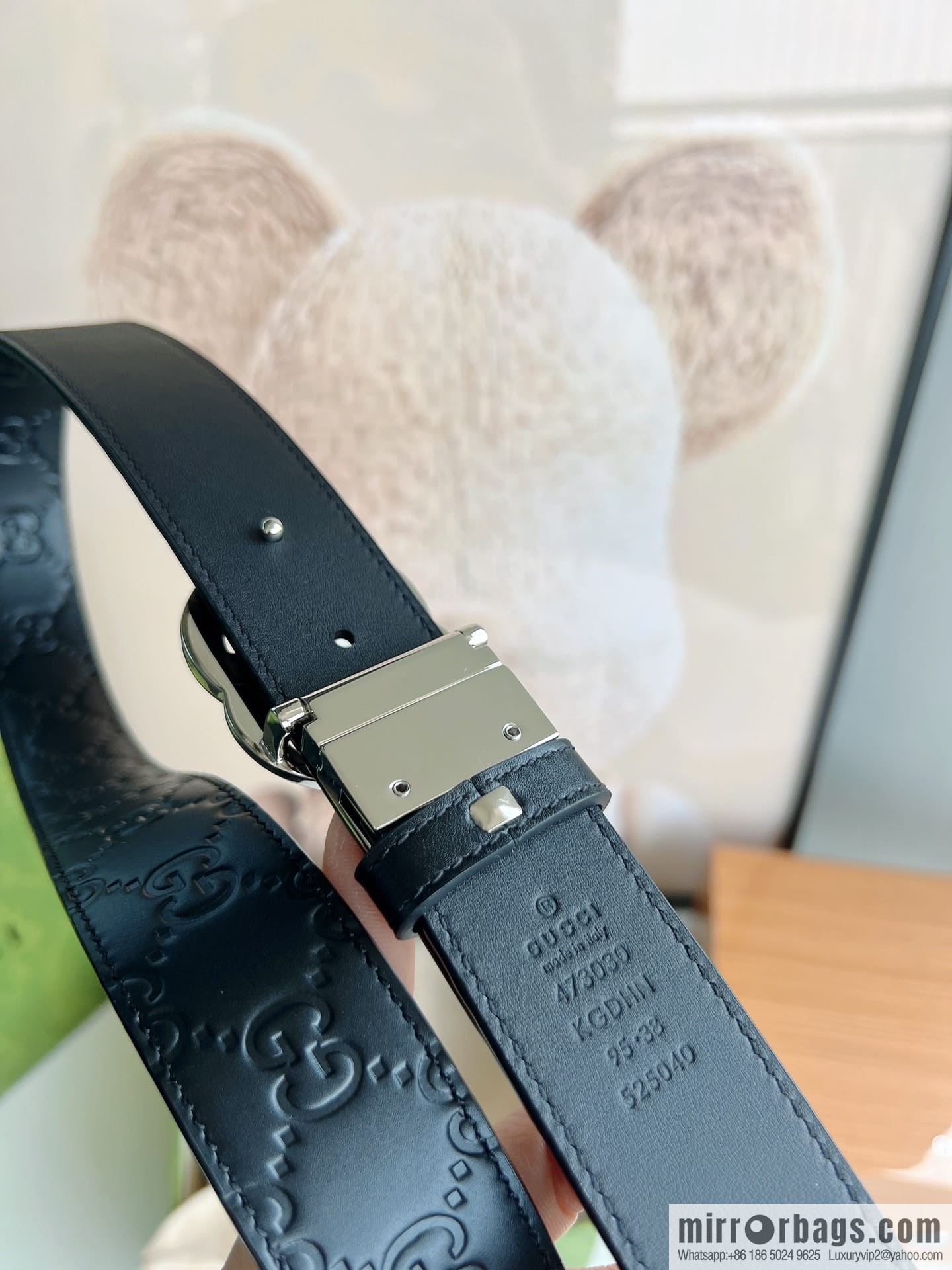 Gucci Gucci Men's First Layer Cowhide Embossed Metal Rotary Buckle Belt 3.5cm