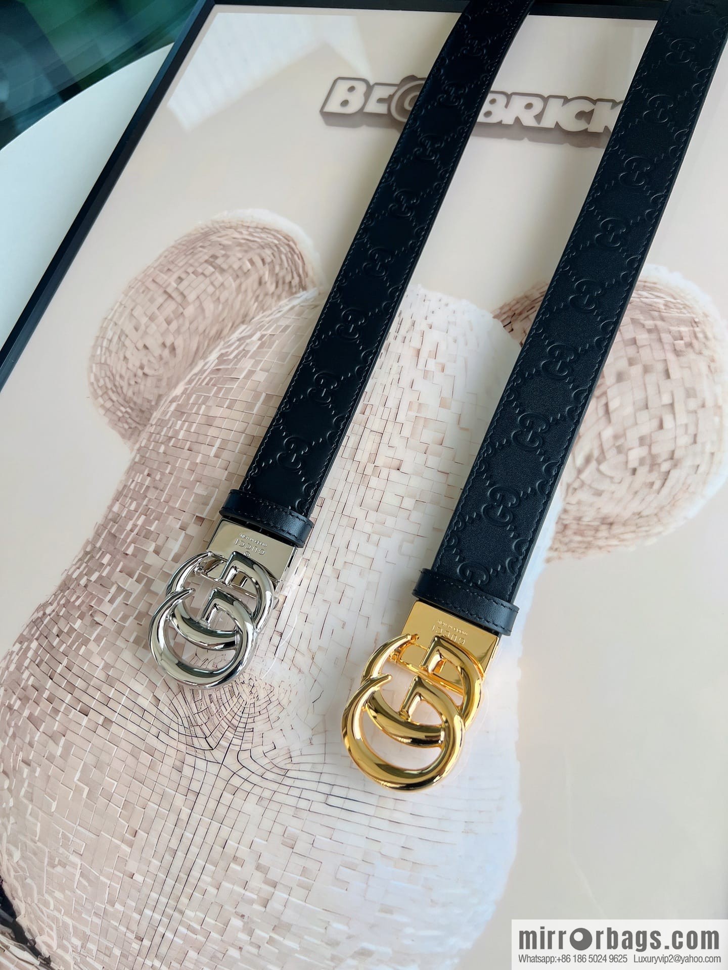 Gucci Gucci Men's First Layer Cowhide Embossed Metal Rotary Buckle Belt 3.5cm