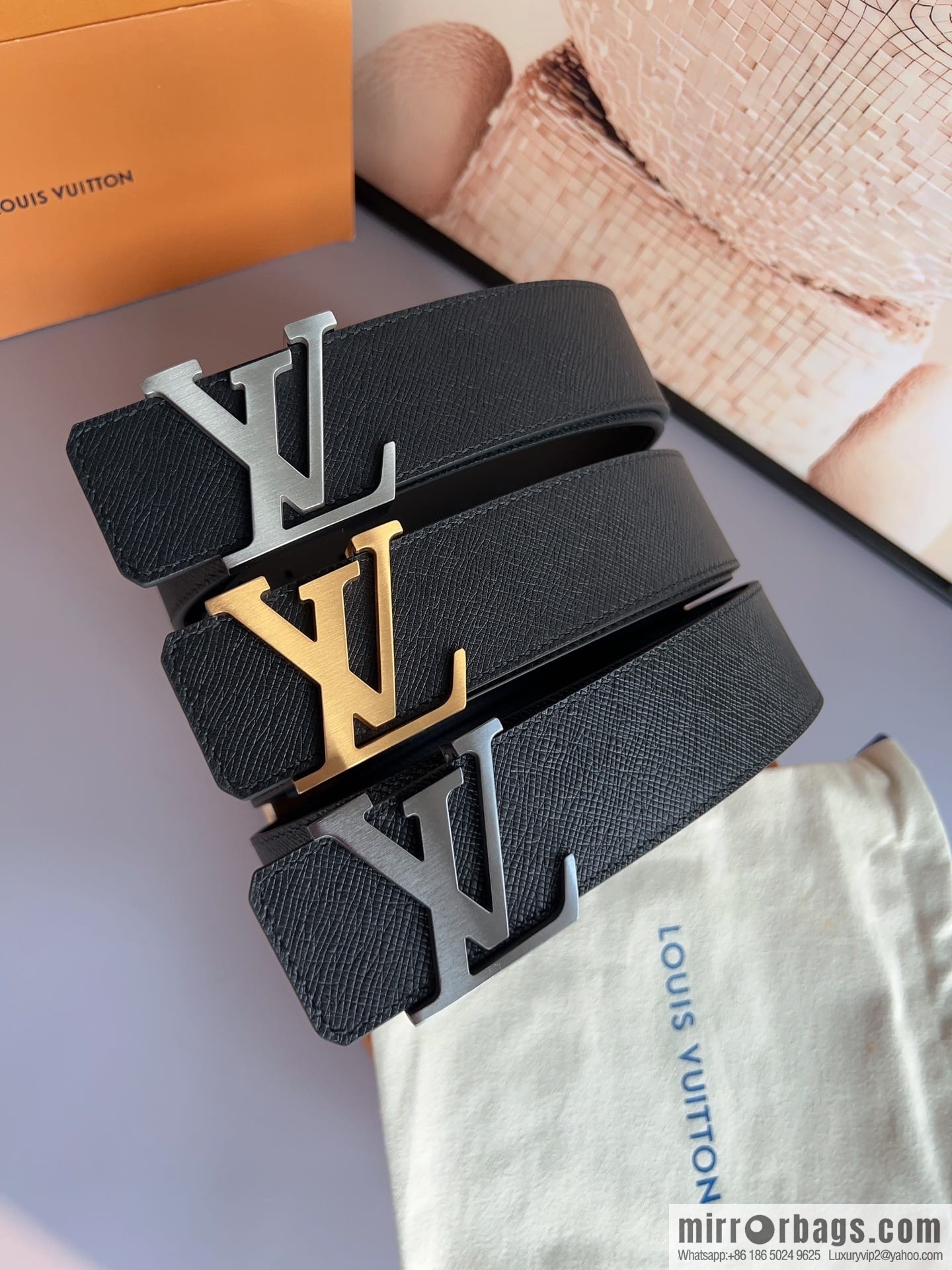 LV/Louis Vuitton, selected Italian imported high-quality leather hardware craftsmanship men's 4.0cm belt