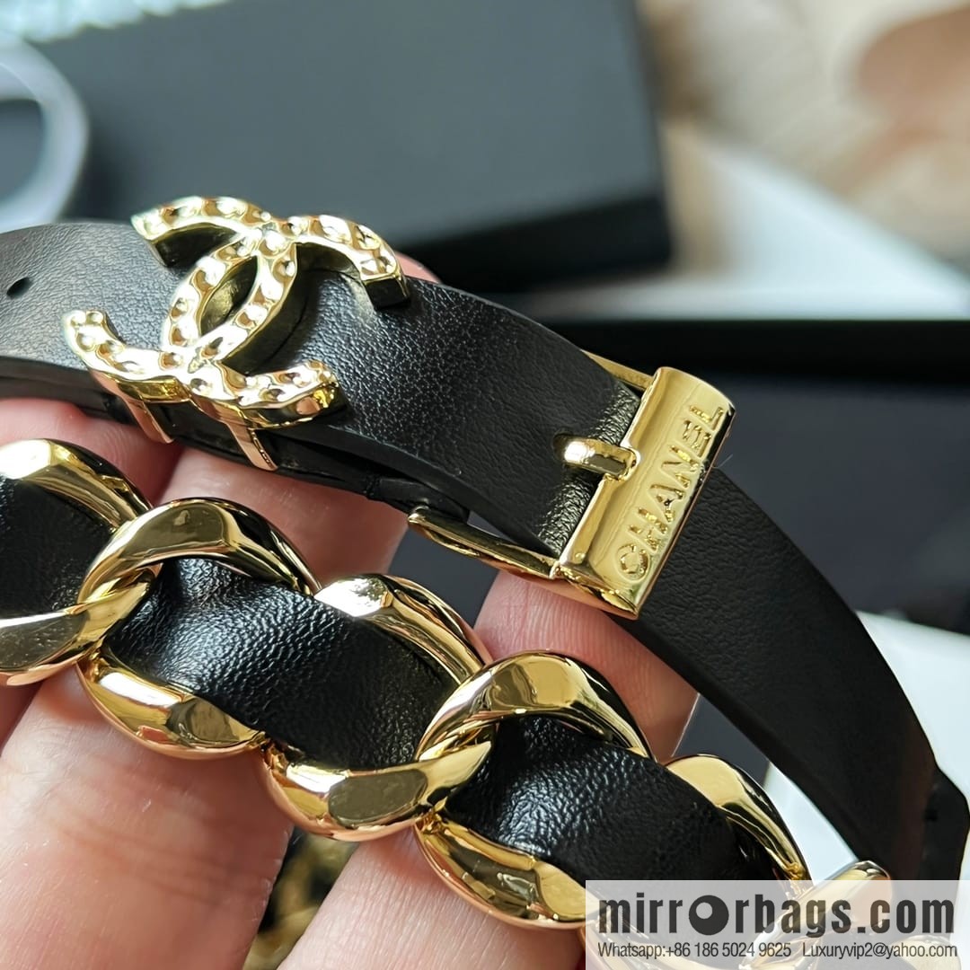 New ☑️ CHANEL CHANEL double c black leather rope belt belt belt
