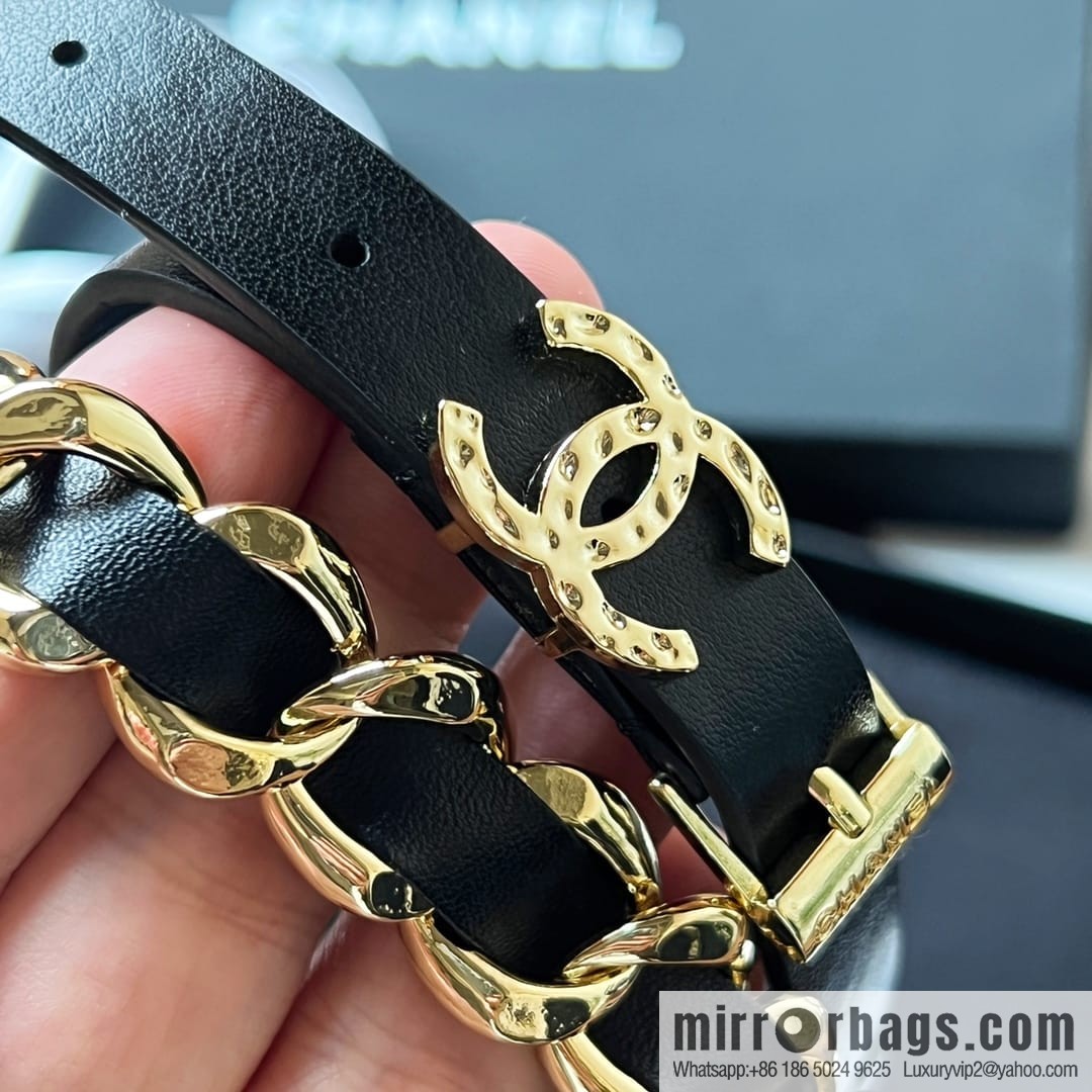 New ☑️ CHANEL CHANEL double c black leather rope belt belt belt