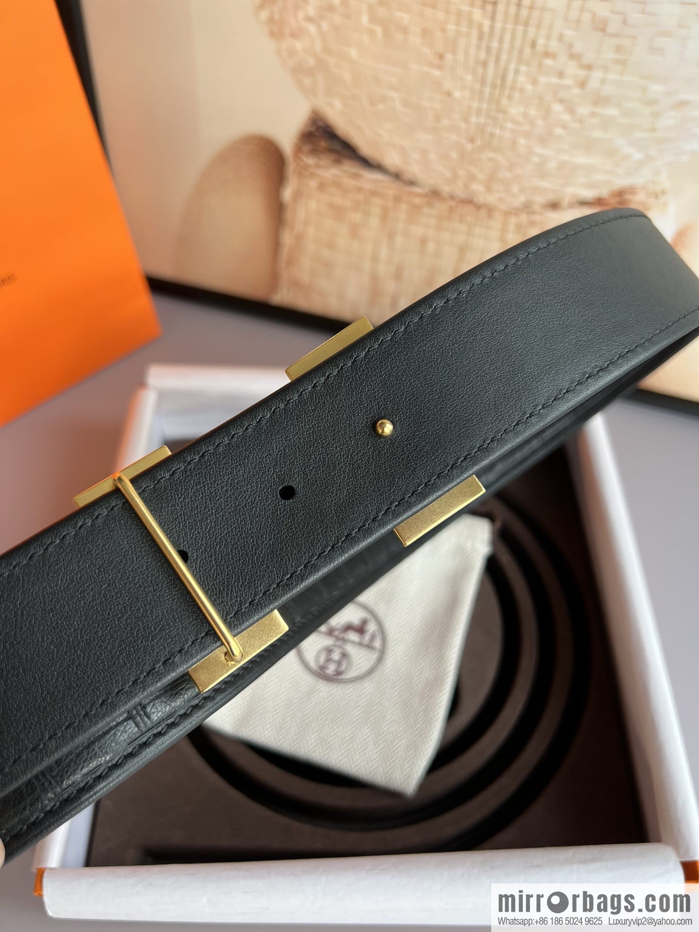 Hermes, Stainless Steel H with Diamond Buckle Men's 3.8cm Belt