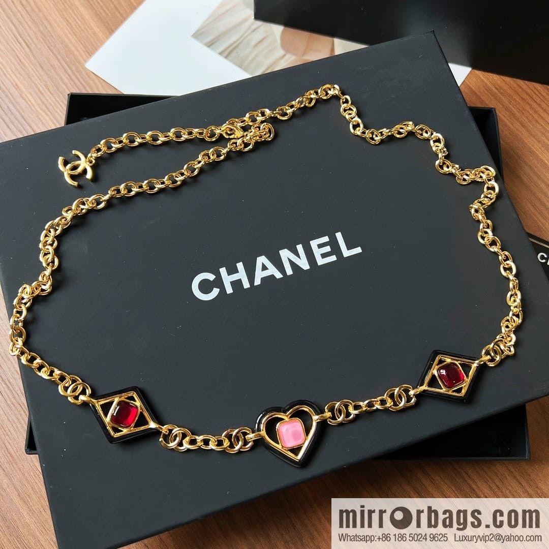 New ☑️ Chanel love peach heart diamond waist chain belt