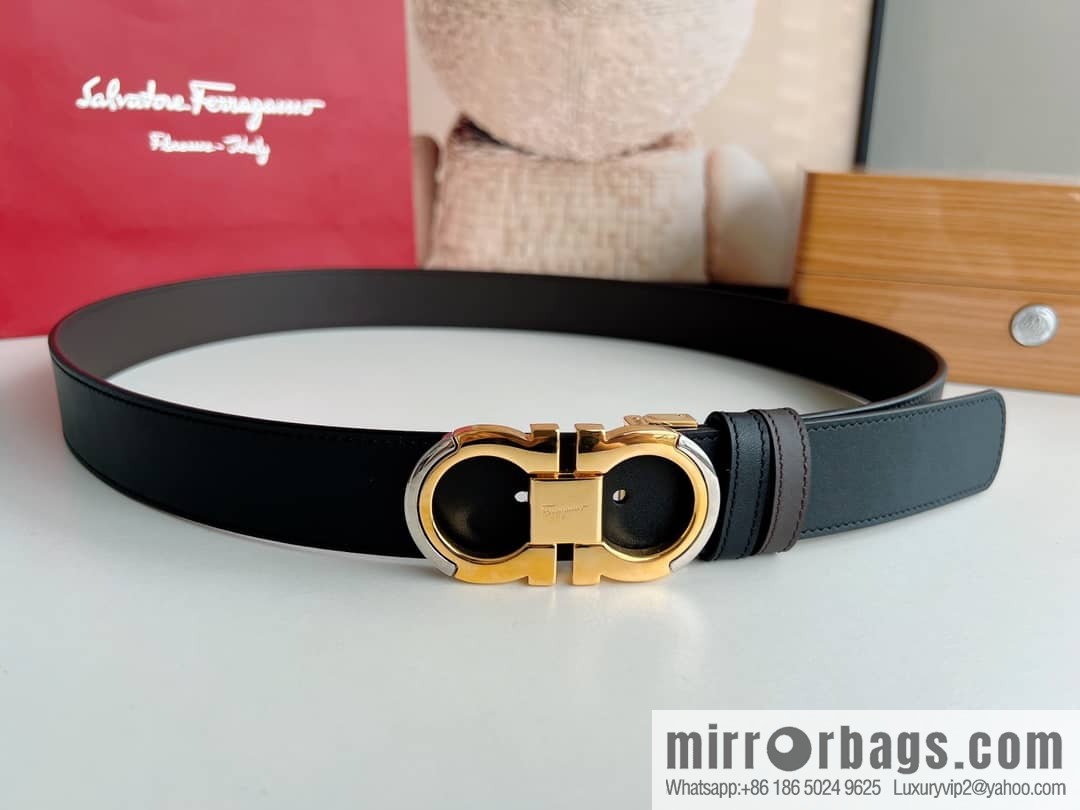 Salvatore Ferragamo, Metal Buckle Men's Business Belt 3.5cm