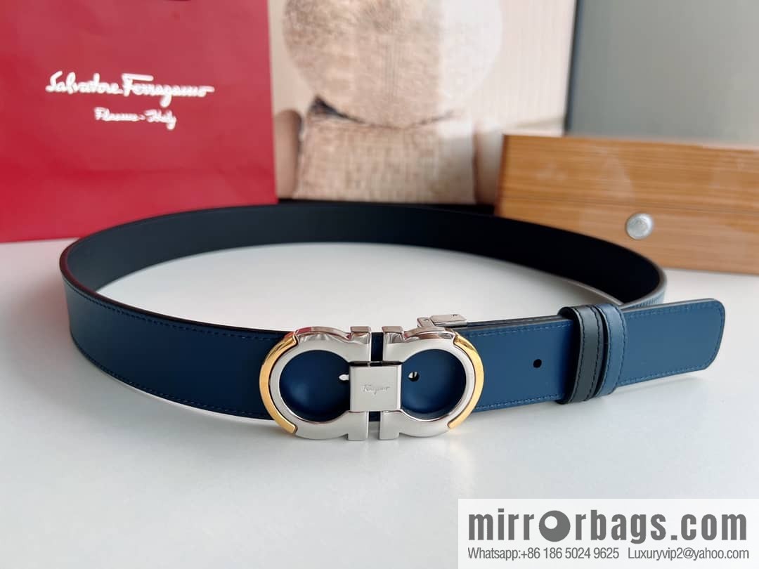 Salvatore Ferragamo, Metal Buckle Men's Business Belt 3.5cm