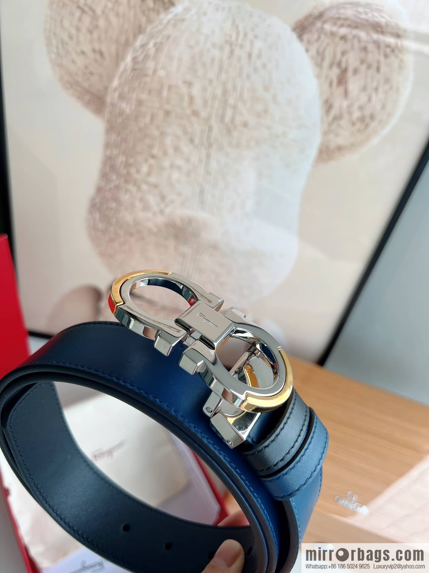 Salvatore Ferragamo, Metal Buckle Men's Business Belt 3.5cm