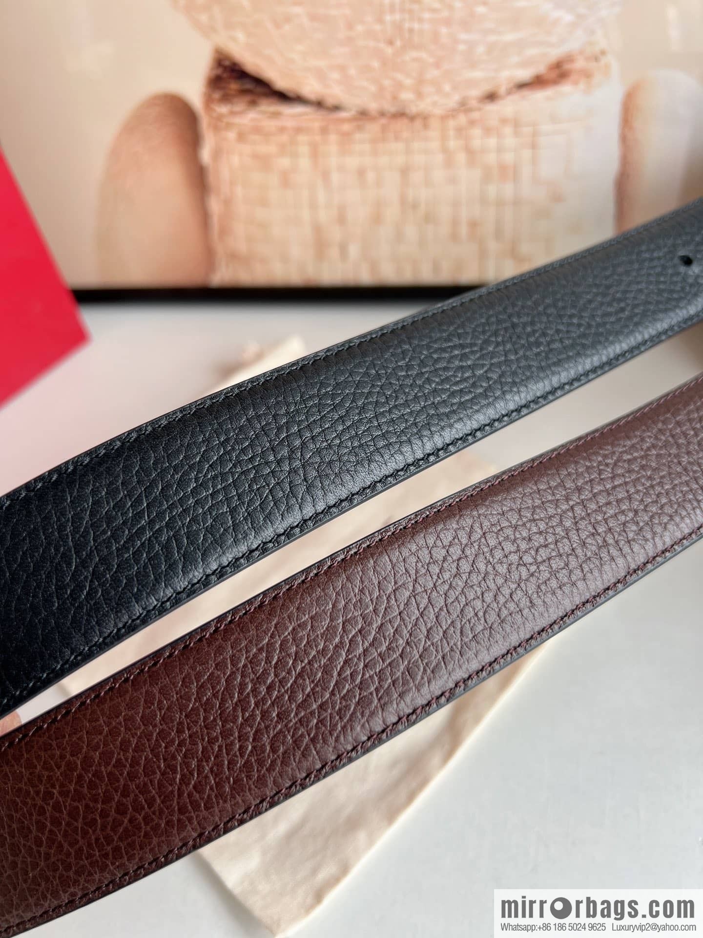 Ferragamo Ferragamo, exquisite figure 8 metal clasp top layer cowhide texture belt 3.5cm
