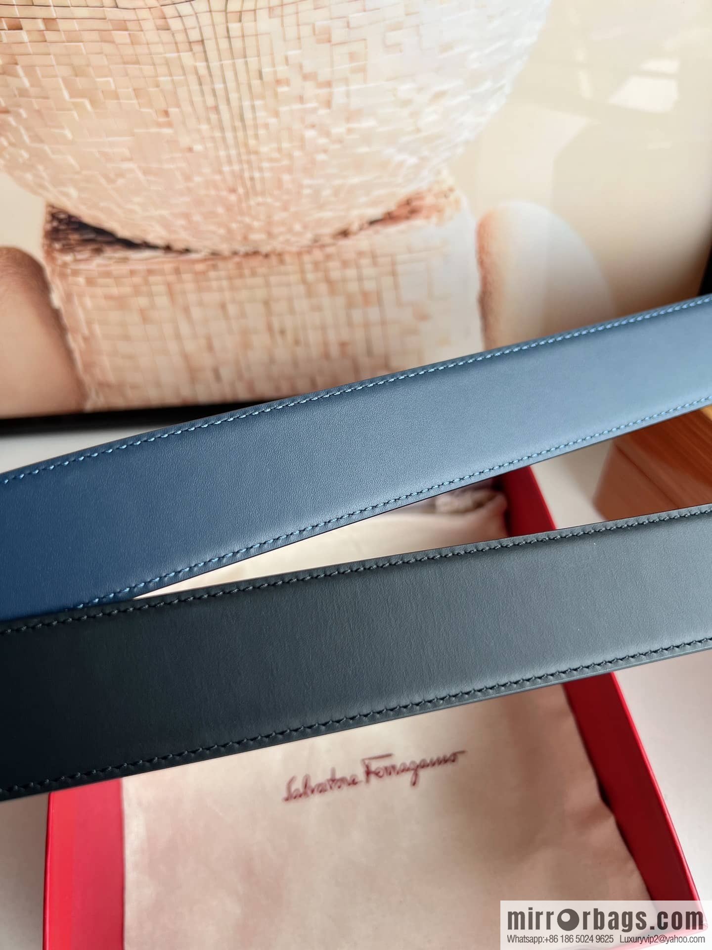 Ferragamo Ferragamo, exquisite figure 8 metal clasp top layer cowhide texture belt 3.5cm