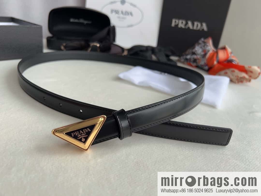PRADA, metal buckle with iconic triangular logo women's 2.0cm belt