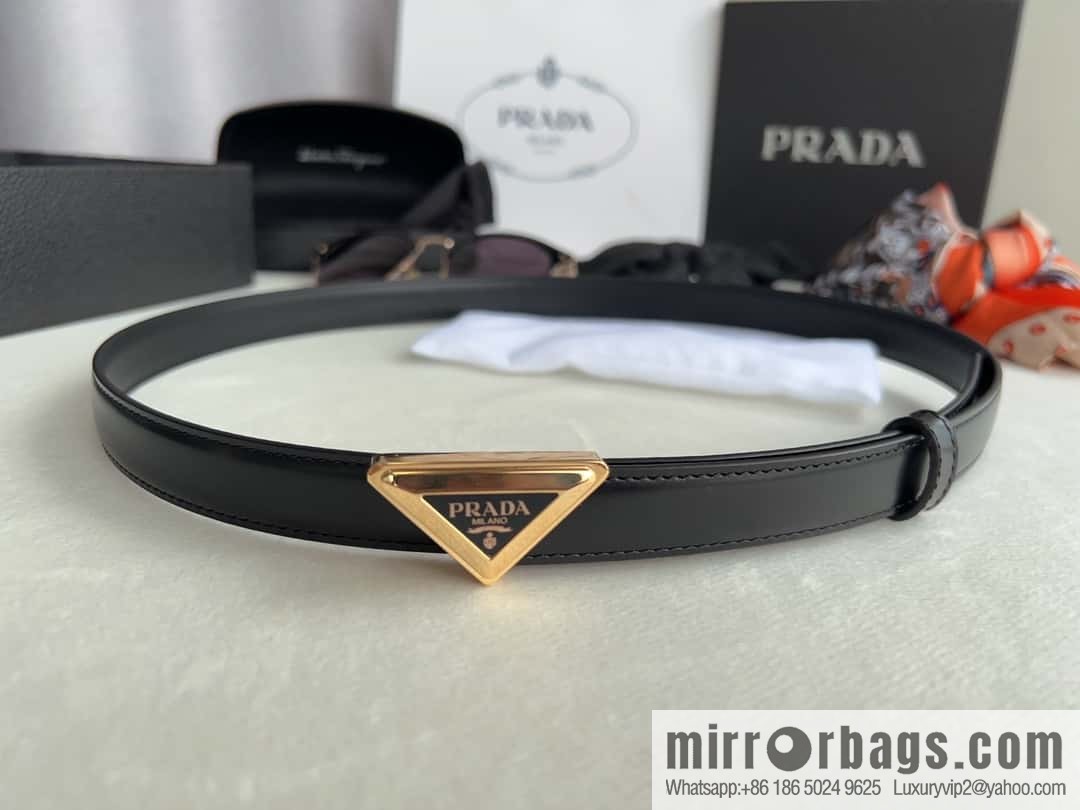 PRADA, metal buckle with iconic triangular logo women's 2.0cm belt