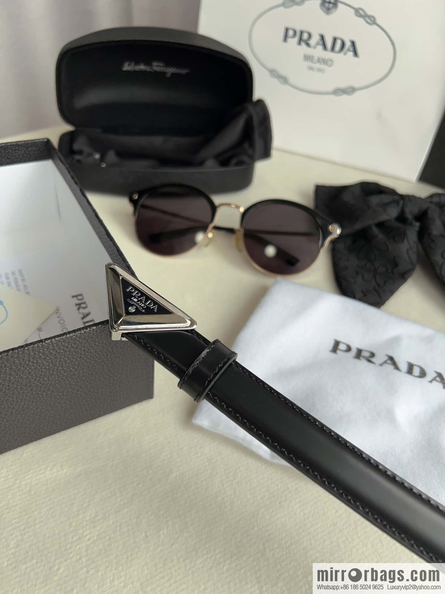 PRADA, metal buckle with iconic triangular logo women's 2.0cm belt