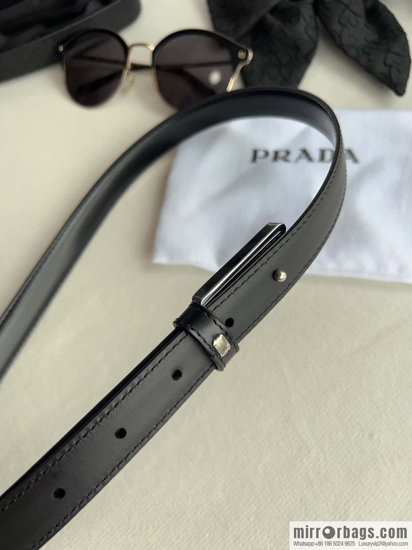 PRADA, metal buckle with iconic triangular logo women's 2.0cm belt