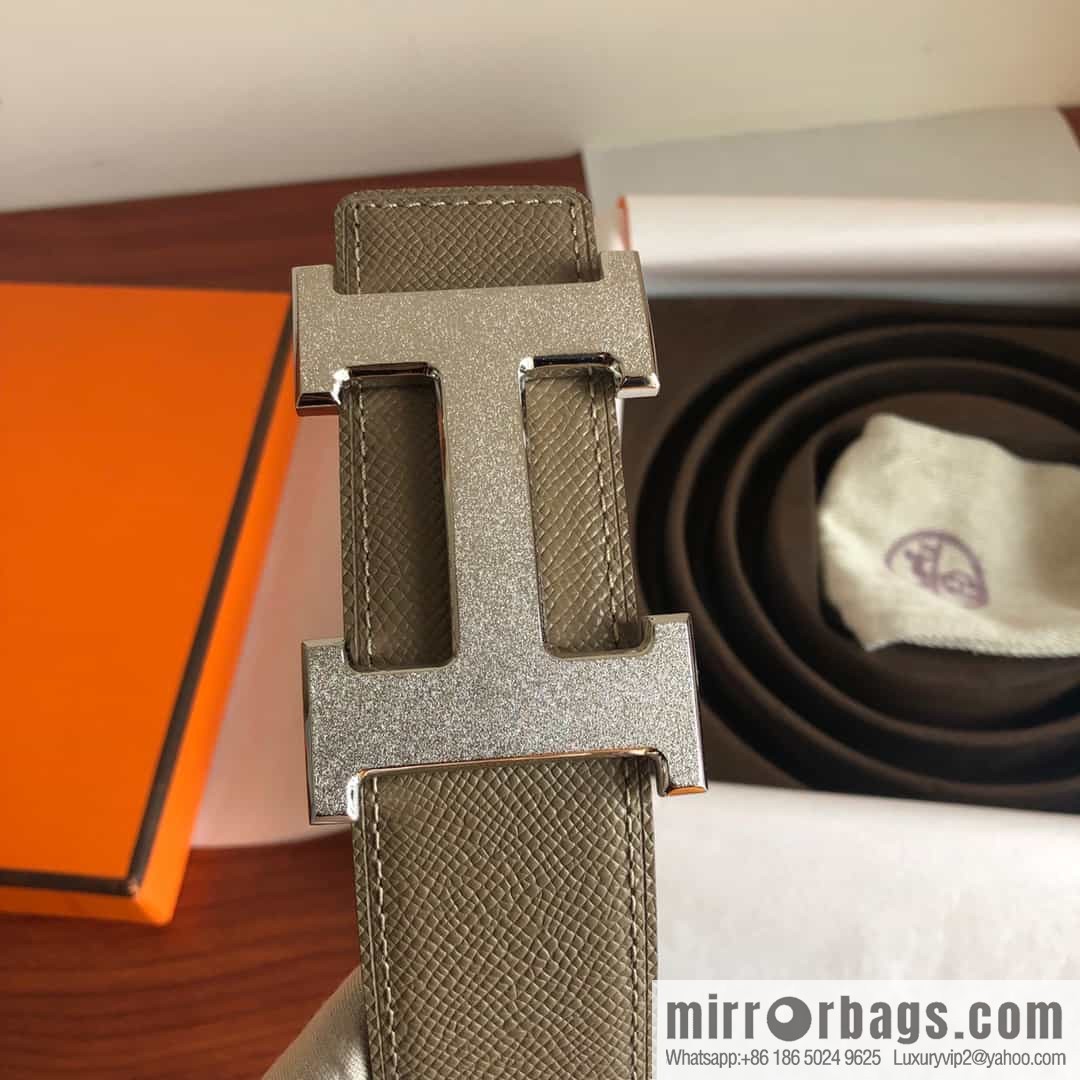 Hermes, Stainless Steel Rolling Sand Metal Buckle Men's 3.8cm Belt