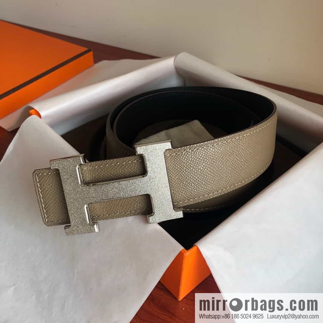 Hermes, Stainless Steel Rolling Sand Metal Buckle Men's 3.8cm Belt