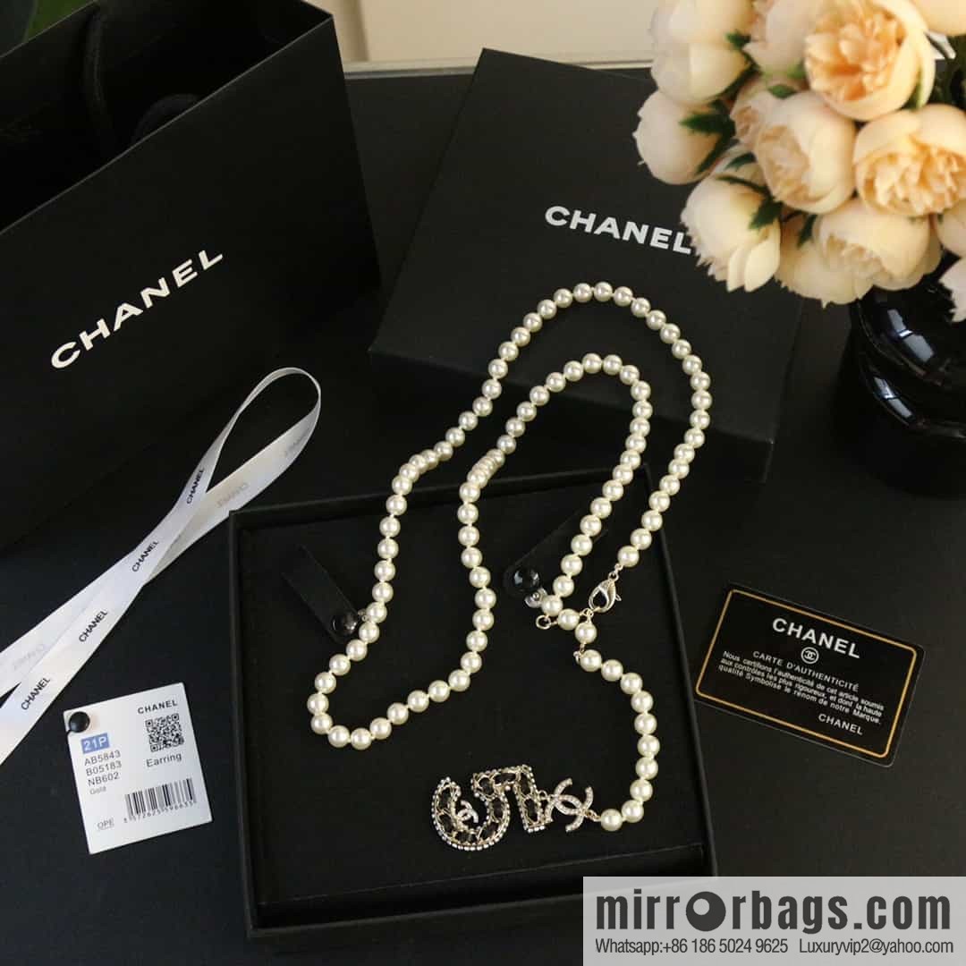 New ☑️ Chanel double c5 word five pearl black leather rope belt belt chain