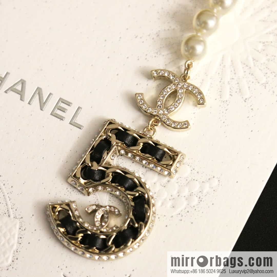 New ☑️ Chanel double c5 word five pearl black leather rope belt belt chain