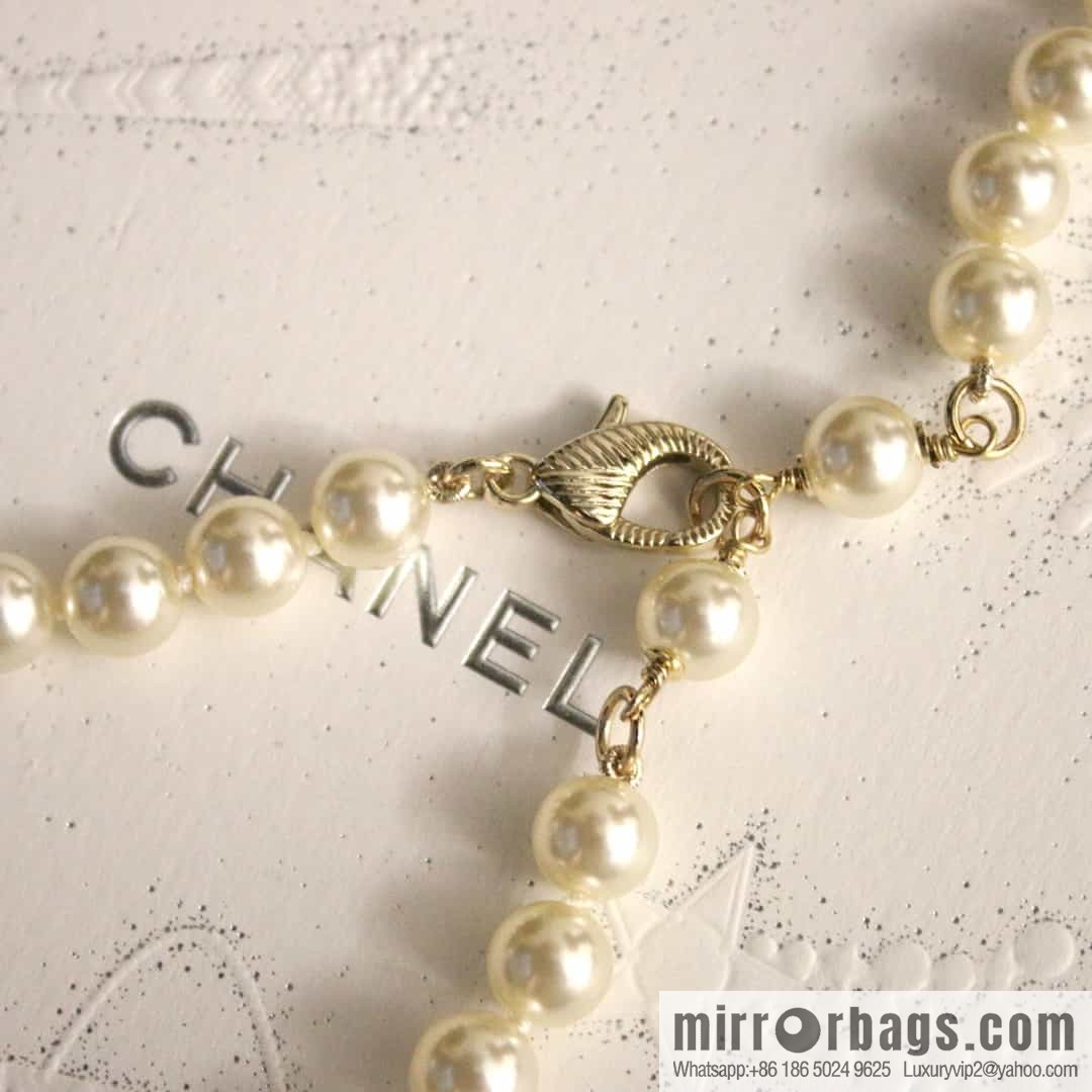 New ☑️ Chanel double c5 word five pearl black leather rope belt belt chain