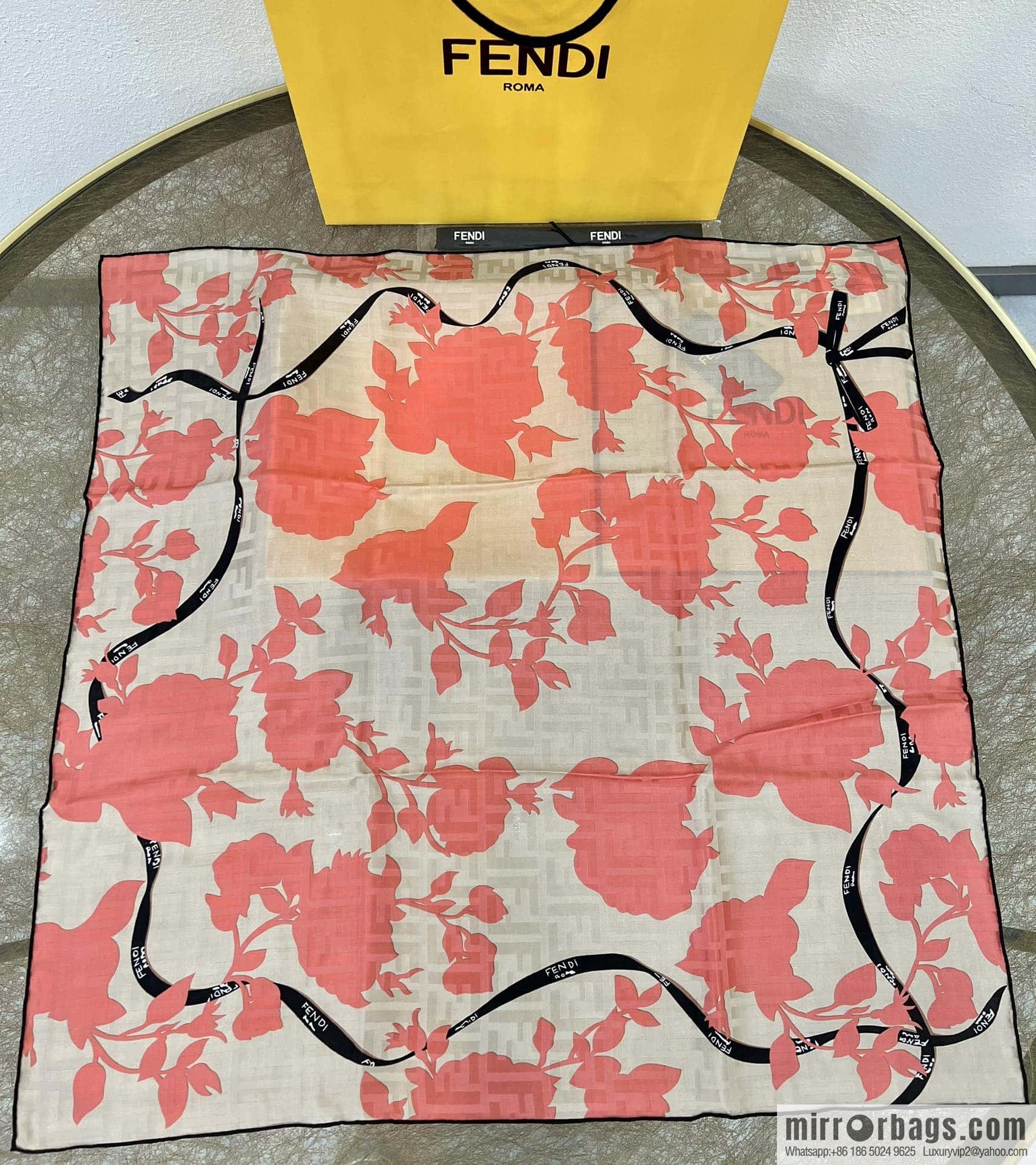 Fendi 100% silk Roses scarf