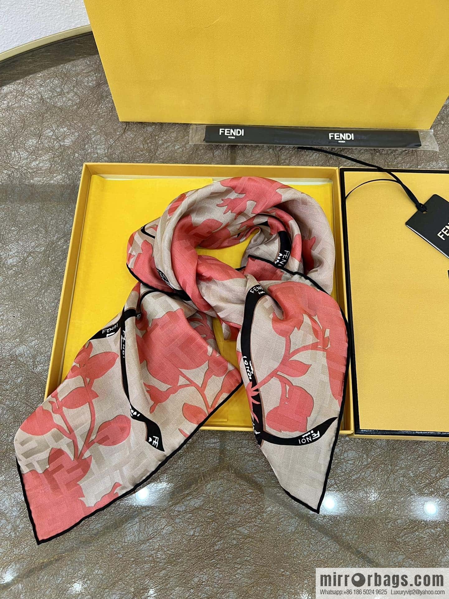 Fendi 100% silk Roses scarf