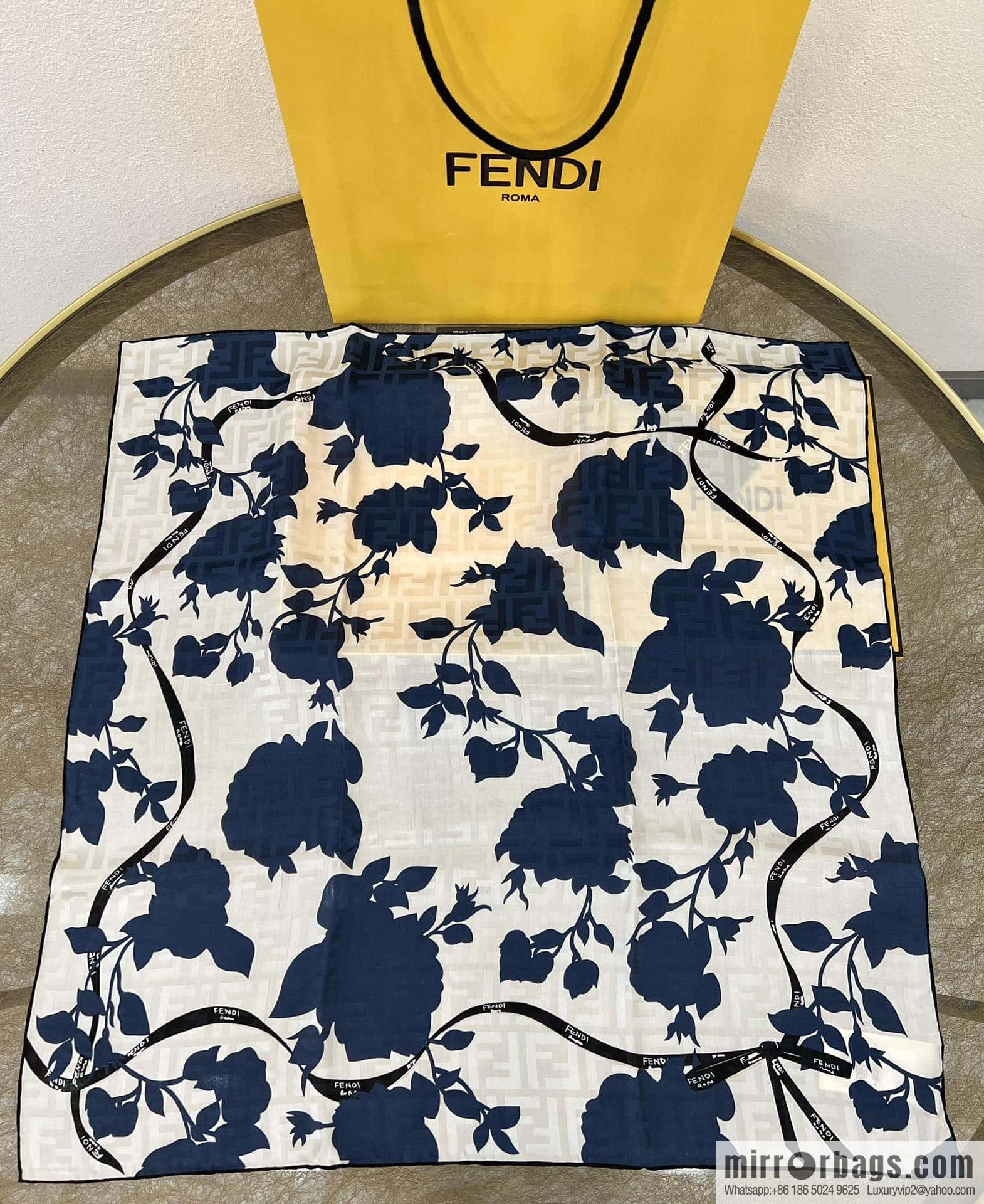 Fendi 100% silk Roses scarf