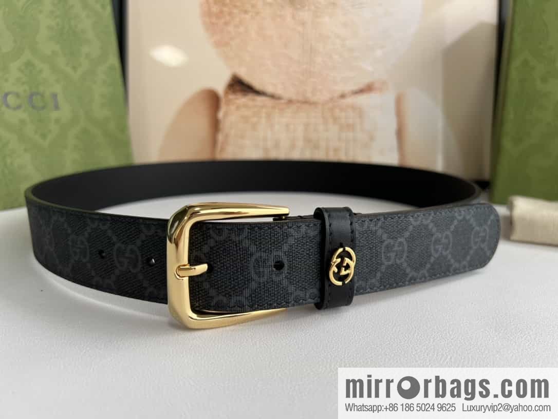 Gucci Gucci GG Supreme canvas GG monogram pattern men's classic belt 3.5cm.