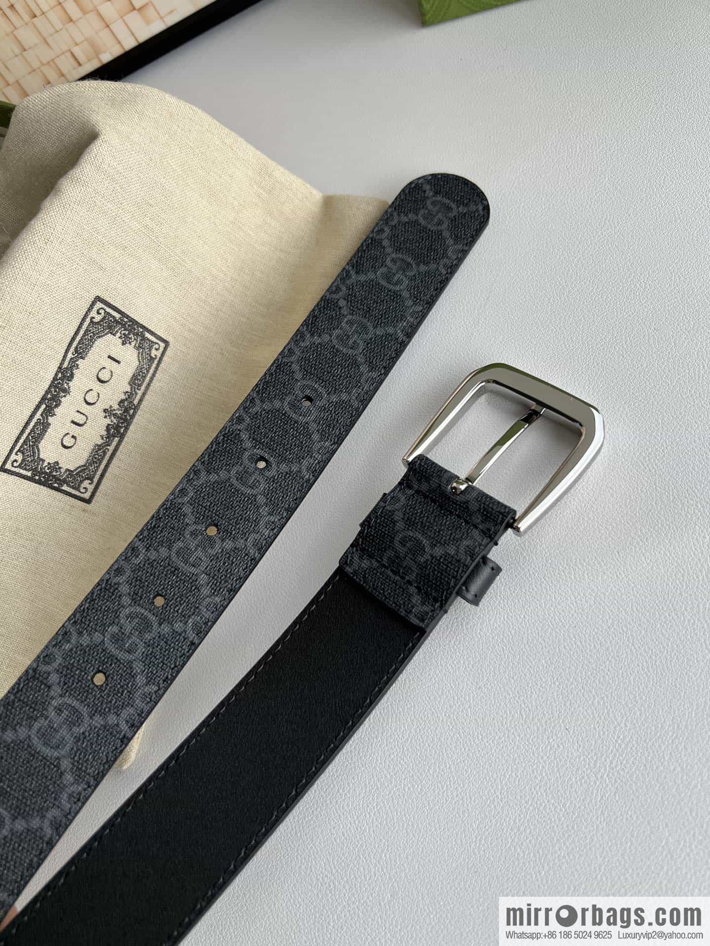 Gucci Gucci GG Supreme canvas GG monogram pattern men's classic belt 3.5cm.