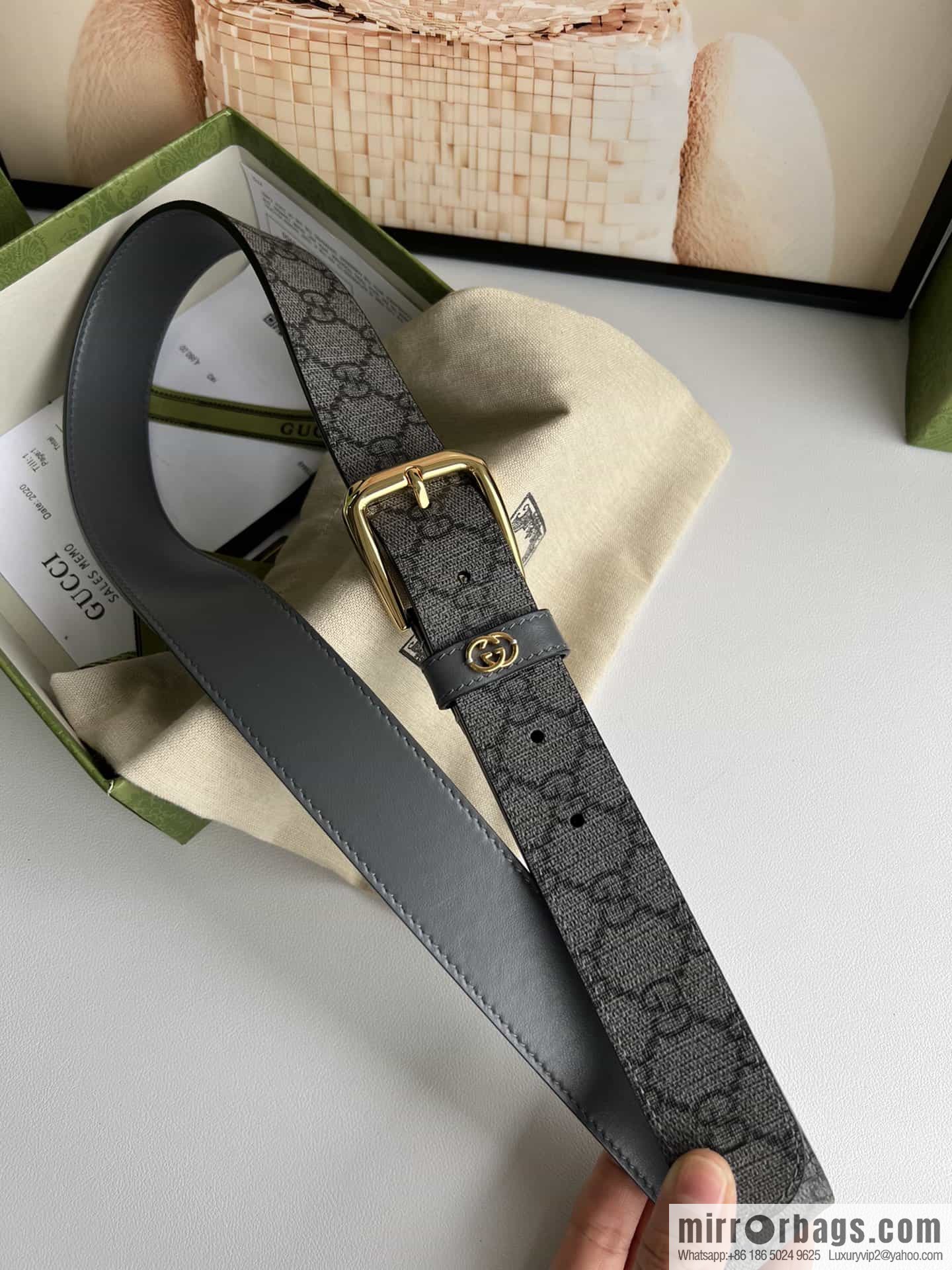 Gucci Gucci GG Supreme canvas GG monogram pattern men's classic belt 3.5cm.