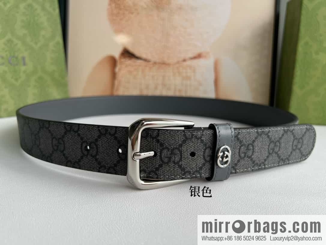 Gucci Gucci GG Supreme canvas GG monogram pattern men's classic belt 3.5cm.