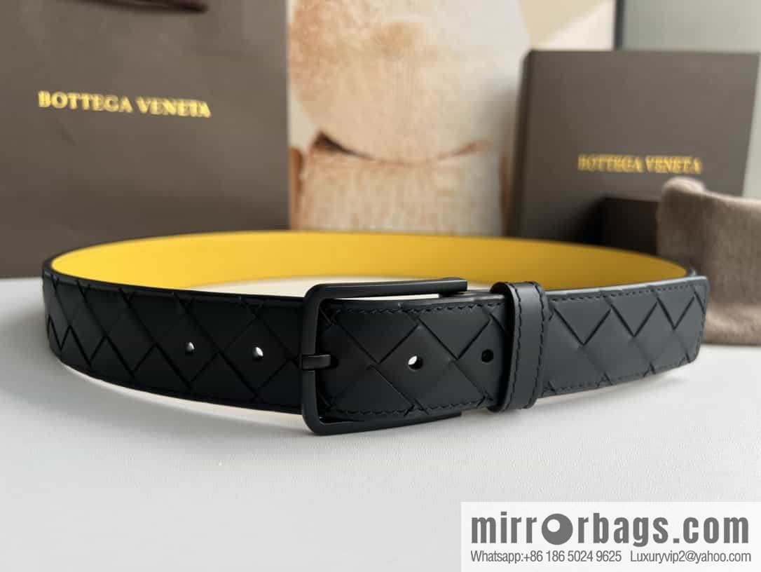 BV Baodian Replica Luxury Handbag, Handmade First Layer Cowhide Woven Men's 3.5cm Belt
