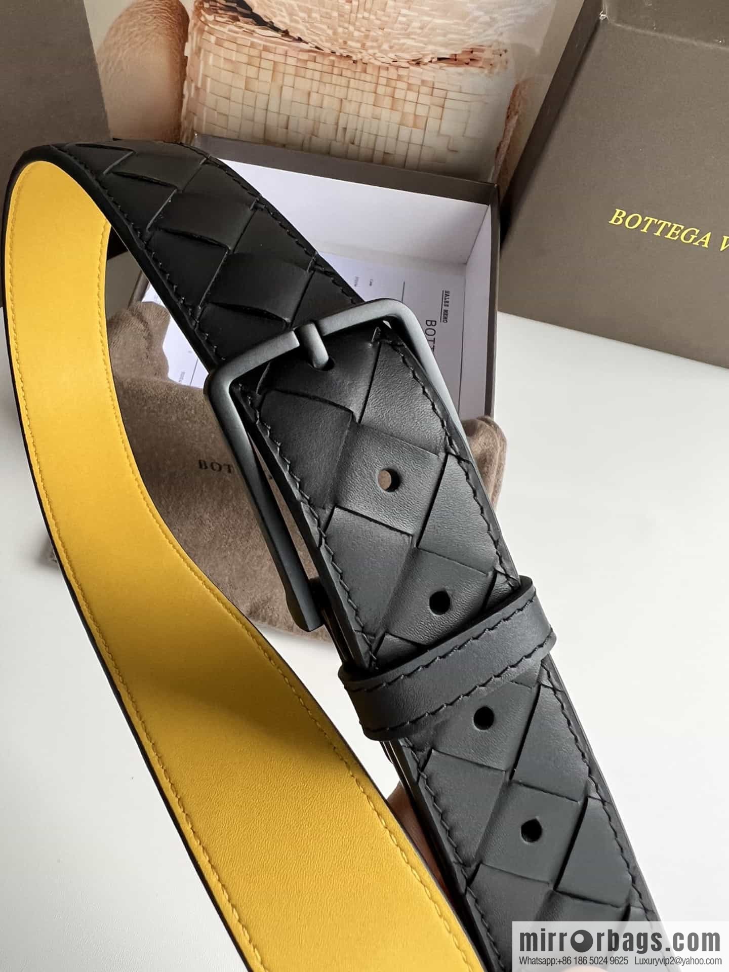 BV Baodian Replica Luxury Handbag, Handmade First Layer Cowhide Woven Men's 3.5cm Belt