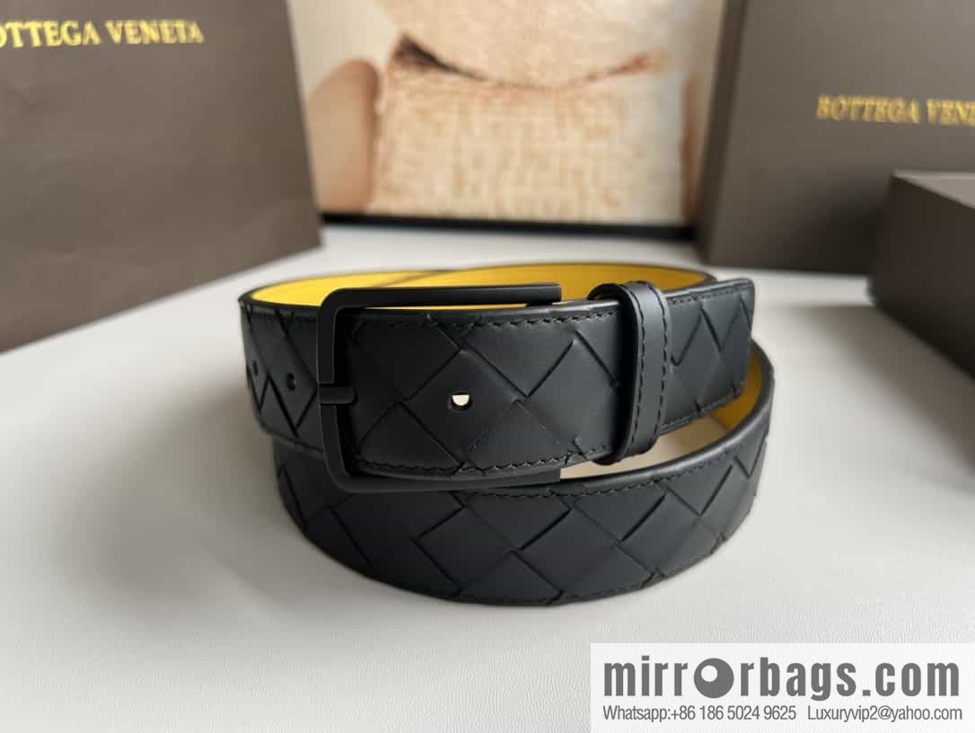 BV Baodian Replica Luxury Handbag, Handmade First Layer Cowhide Woven Men's 3.5cm Belt