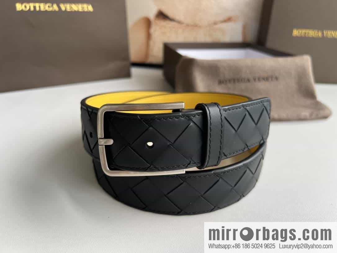 BV Baodian Replica Luxury Handbag, Handmade First Layer Cowhide Woven Men's 3.5cm Belt