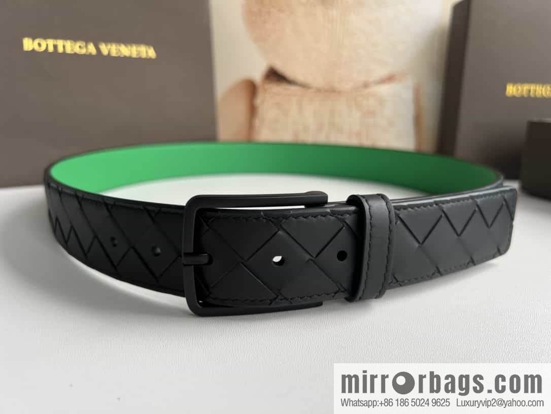 BV Baodian Replica Luxury Handbag, Handmade First Layer Cowhide Woven Men's 3.5cm Belt