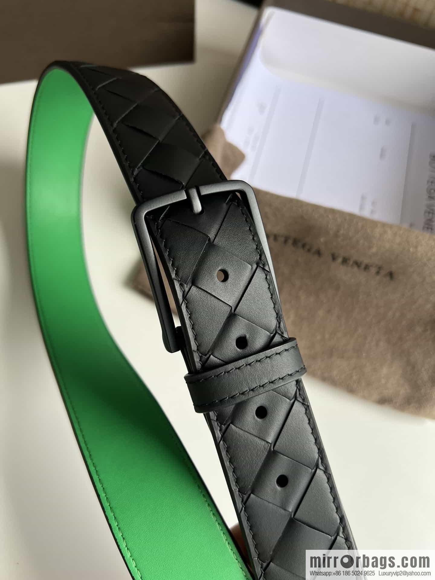BV Baodian Replica Luxury Handbag, Handmade First Layer Cowhide Woven Men's 3.5cm Belt