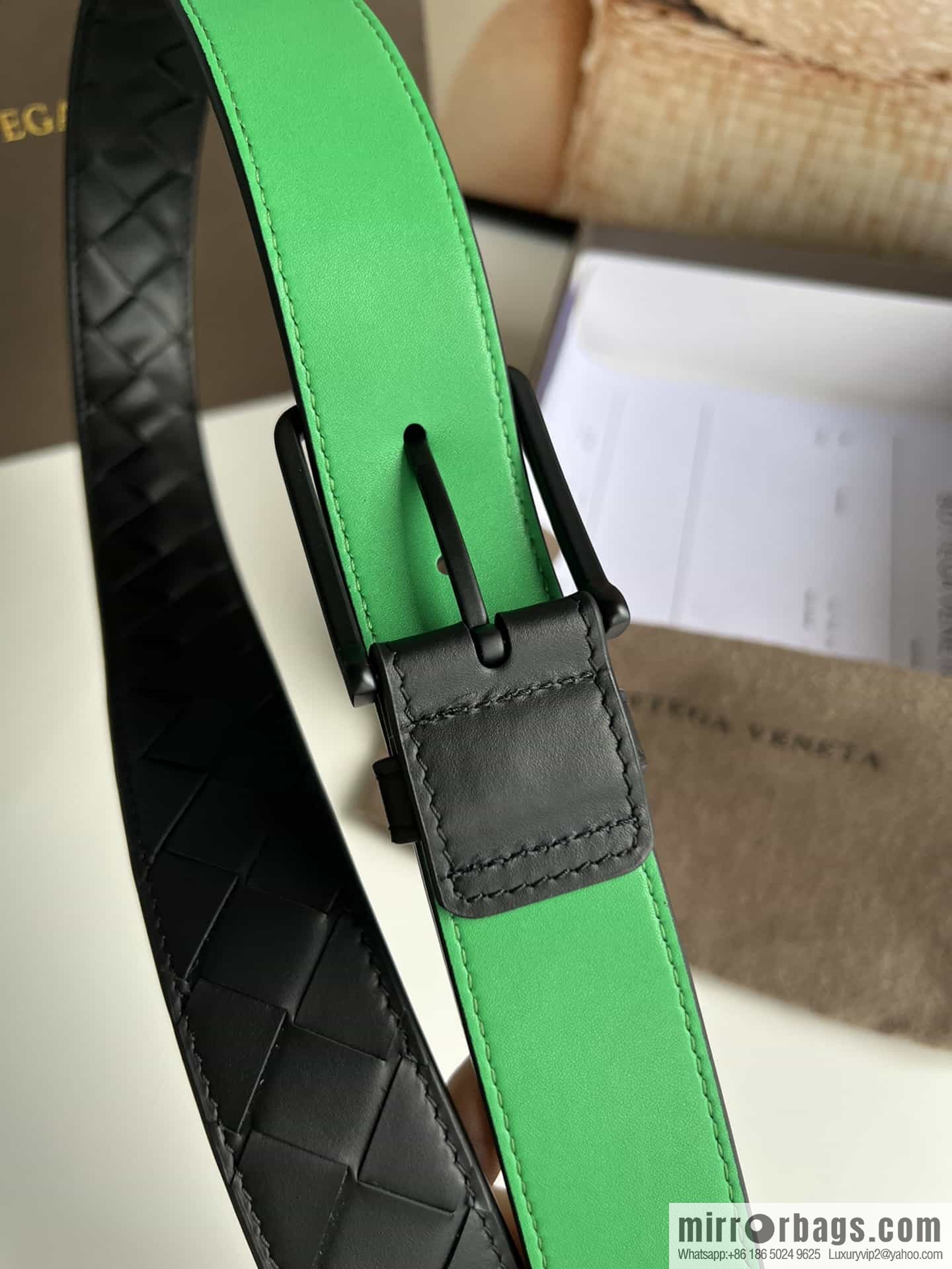 BV Baodian Replica Luxury Handbag, Handmade First Layer Cowhide Woven Men's 3.5cm Belt