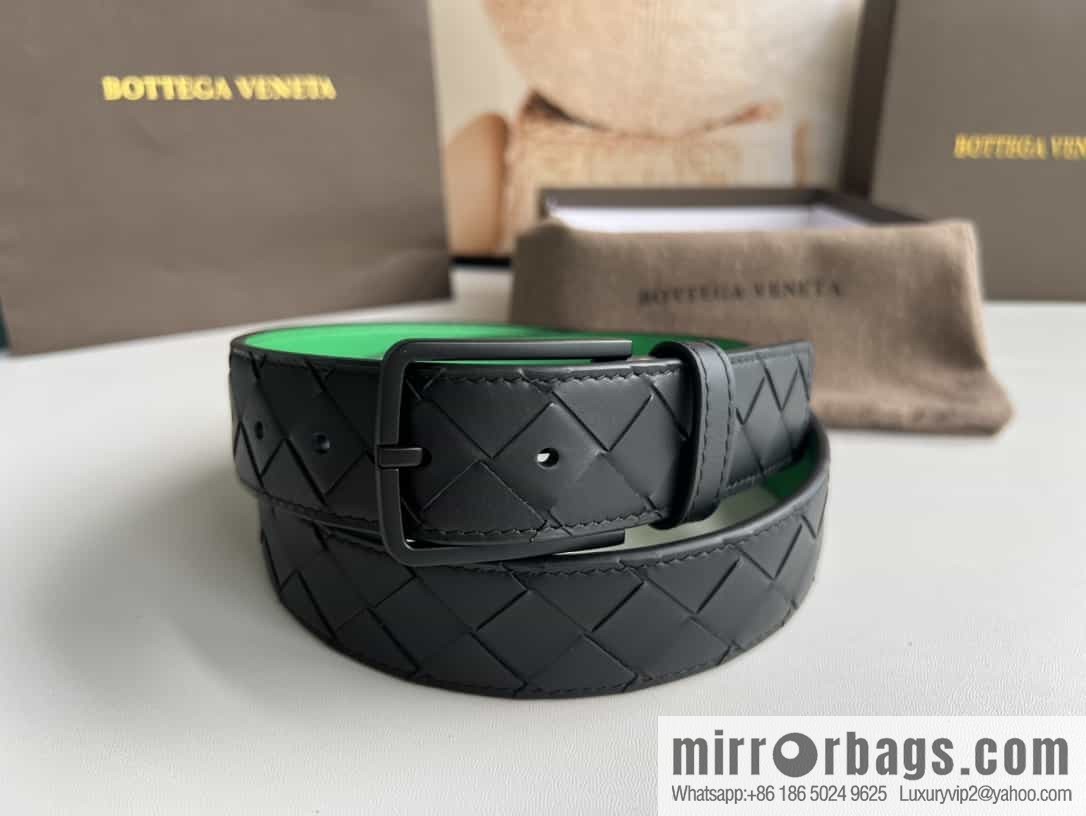 BV Baodian Replica Luxury Handbag, Handmade First Layer Cowhide Woven Men's 3.5cm Belt