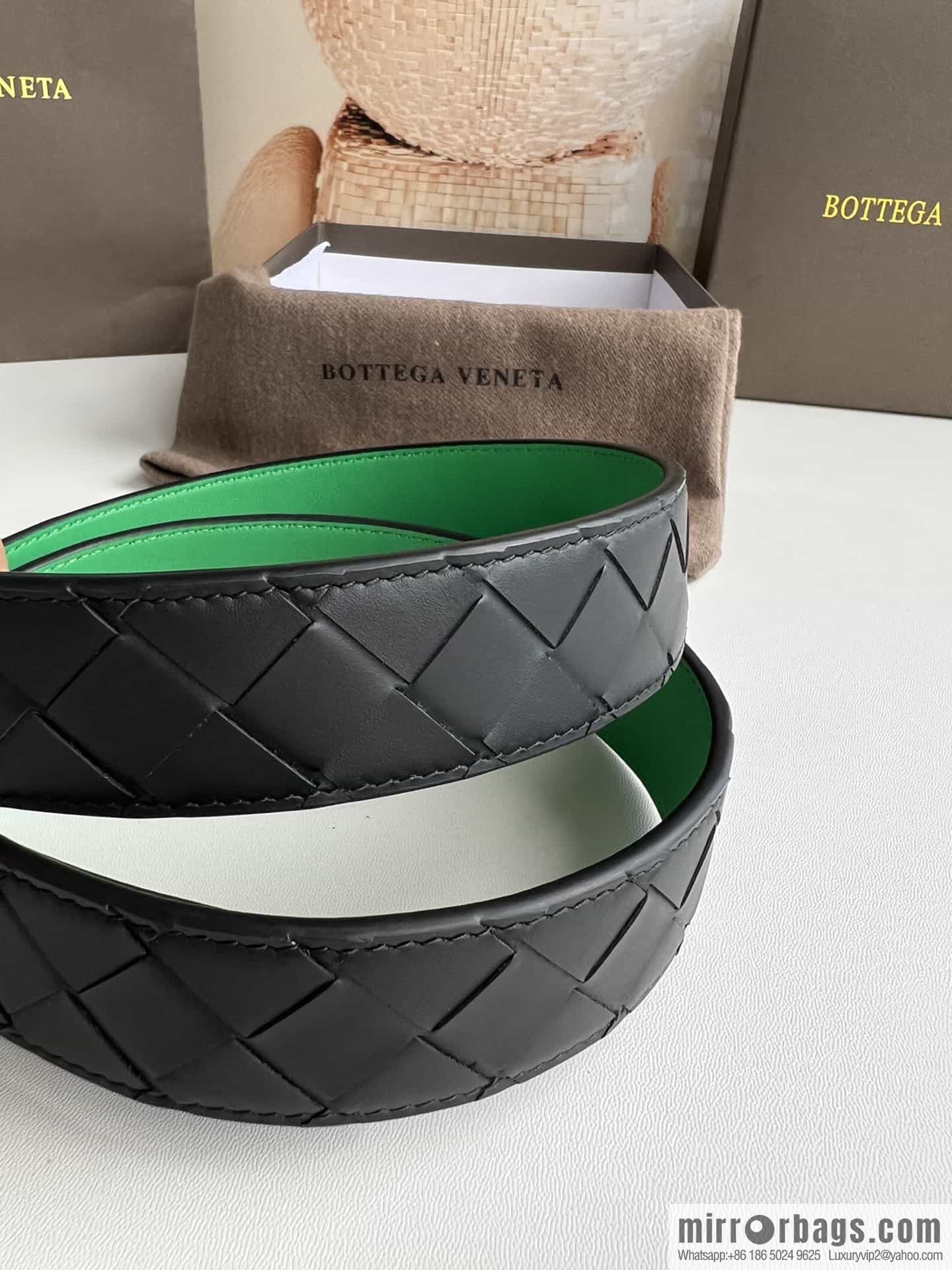 BV Baodian Replica Luxury Handbag, Handmade First Layer Cowhide Woven Men's 3.5cm Belt
