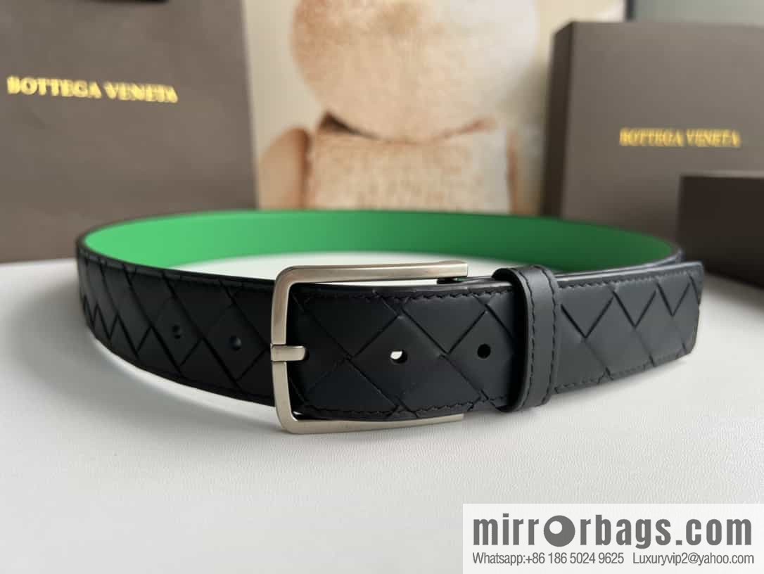 BV Baodian Replica Luxury Handbag, Handmade First Layer Cowhide Woven Men's 3.5cm Belt