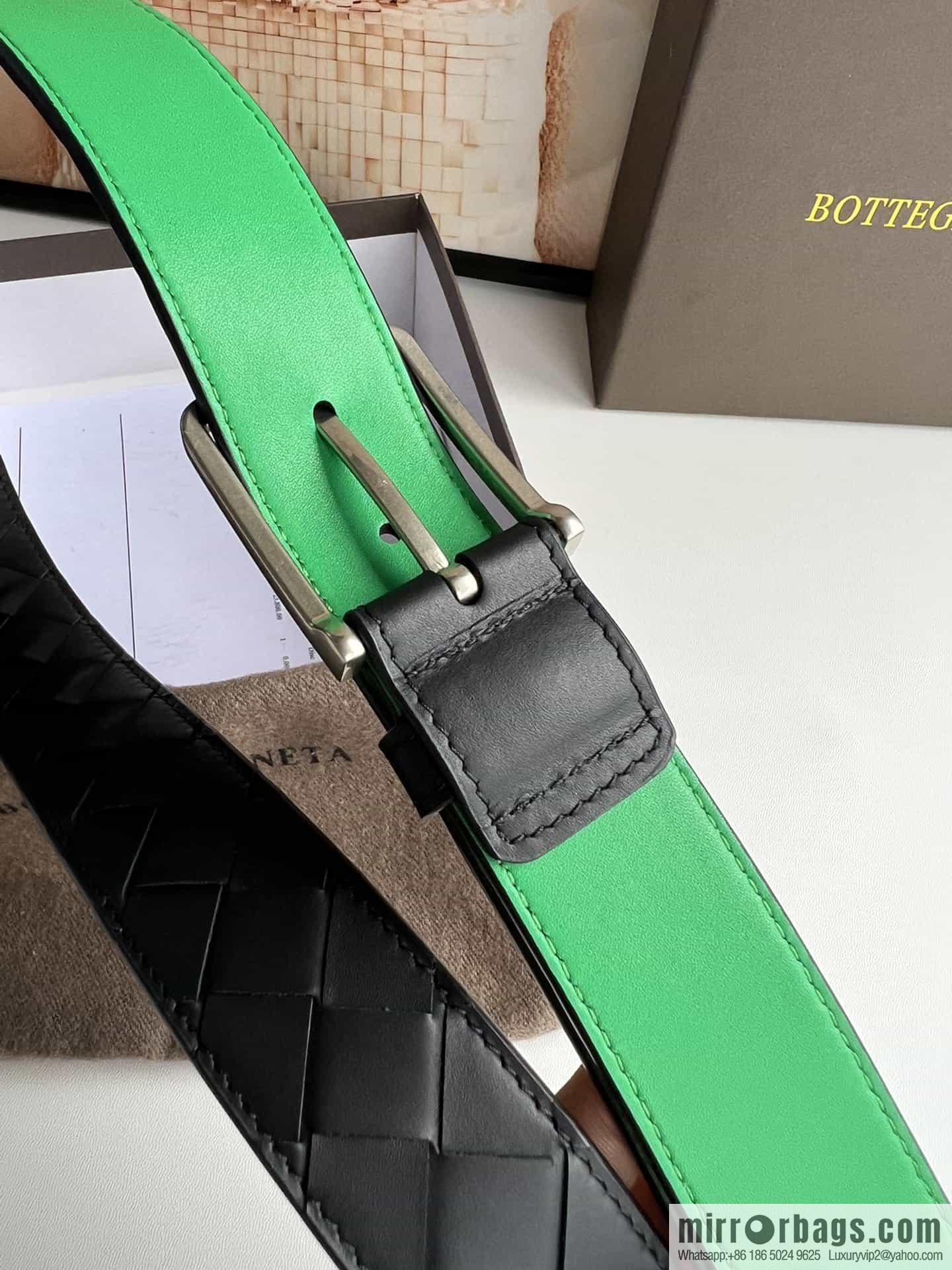 BV Baodian Replica Luxury Handbag, Handmade First Layer Cowhide Woven Men's 3.5cm Belt