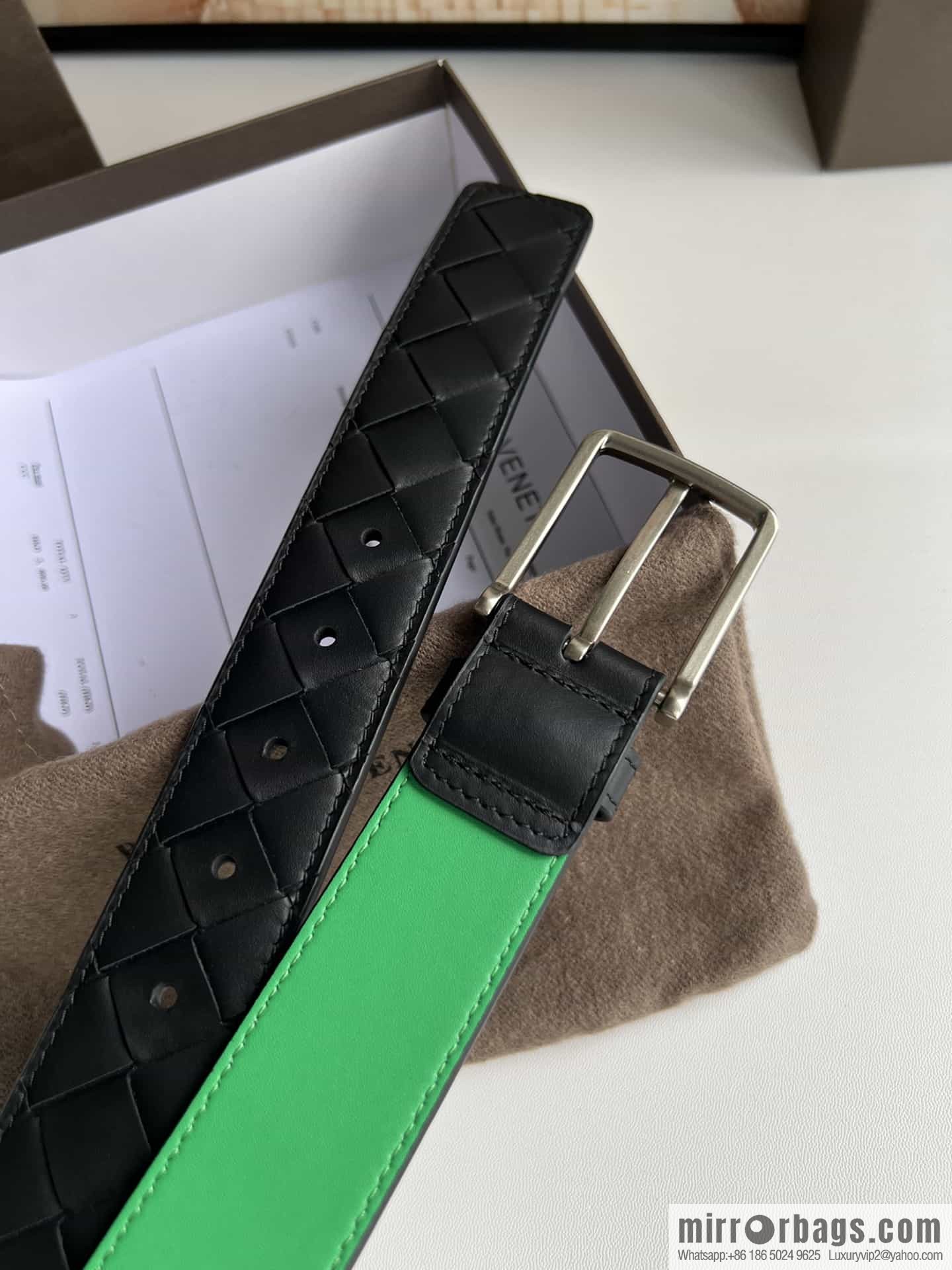 BV Baodian Replica Luxury Handbag, Handmade First Layer Cowhide Woven Men's 3.5cm Belt