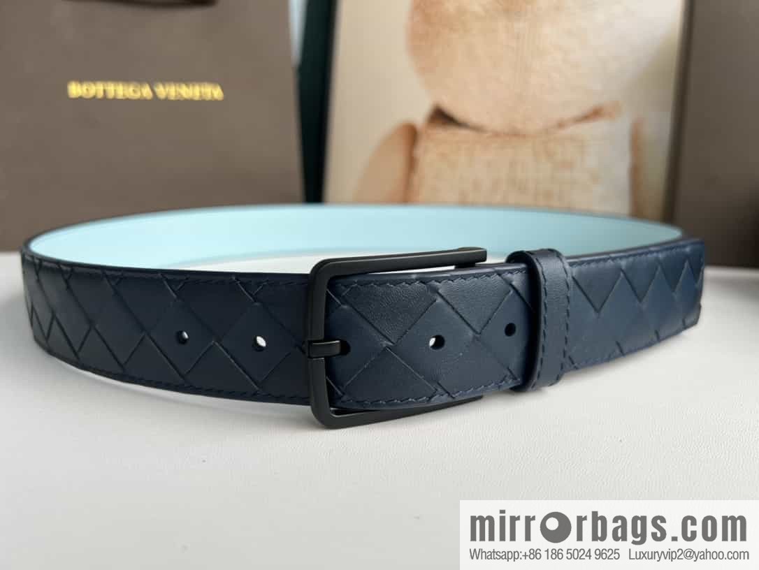 BV Baodian Replica Luxury Handbag, Handmade First Layer Cowhide Woven Men's 3.5cm Belt