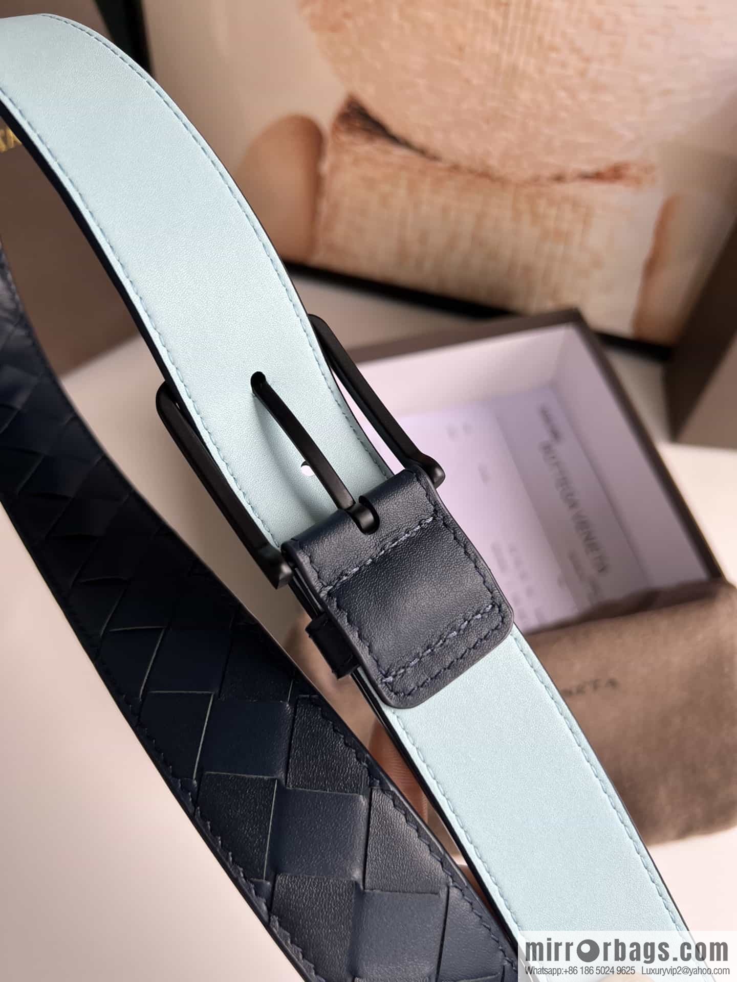 BV Baodian Replica Luxury Handbag, Handmade First Layer Cowhide Woven Men's 3.5cm Belt